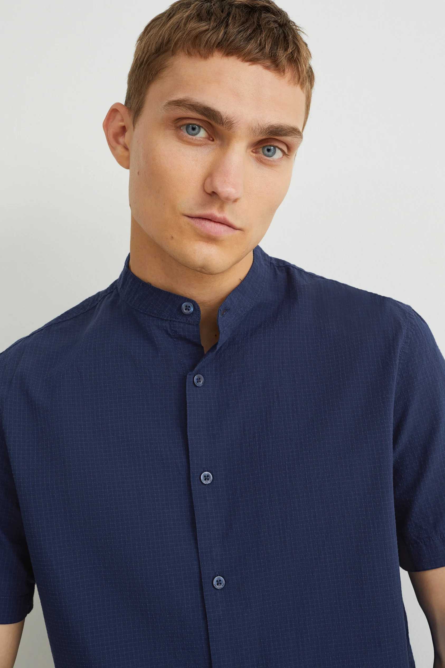 Shirt - regular fit - band collar
