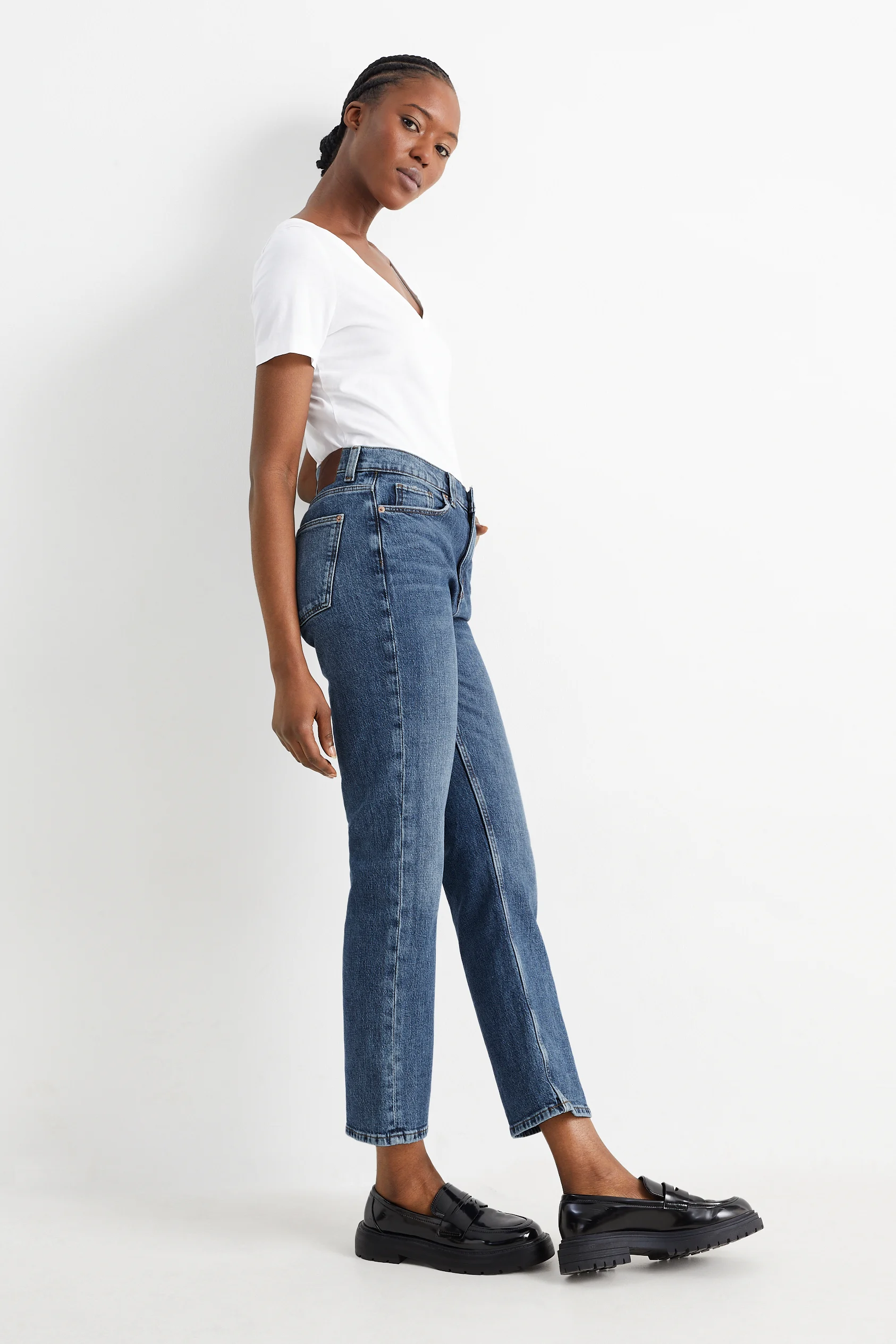 Straight jeans - high waist - LYCRA?