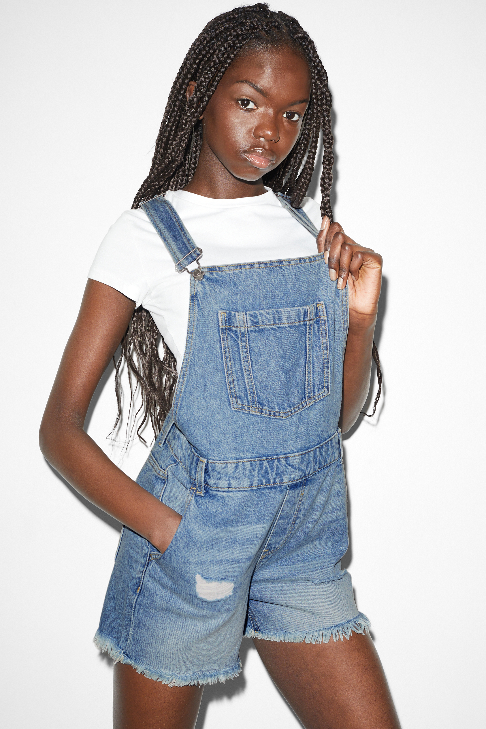 CLOCKHOUSE - denim dungaree shorts