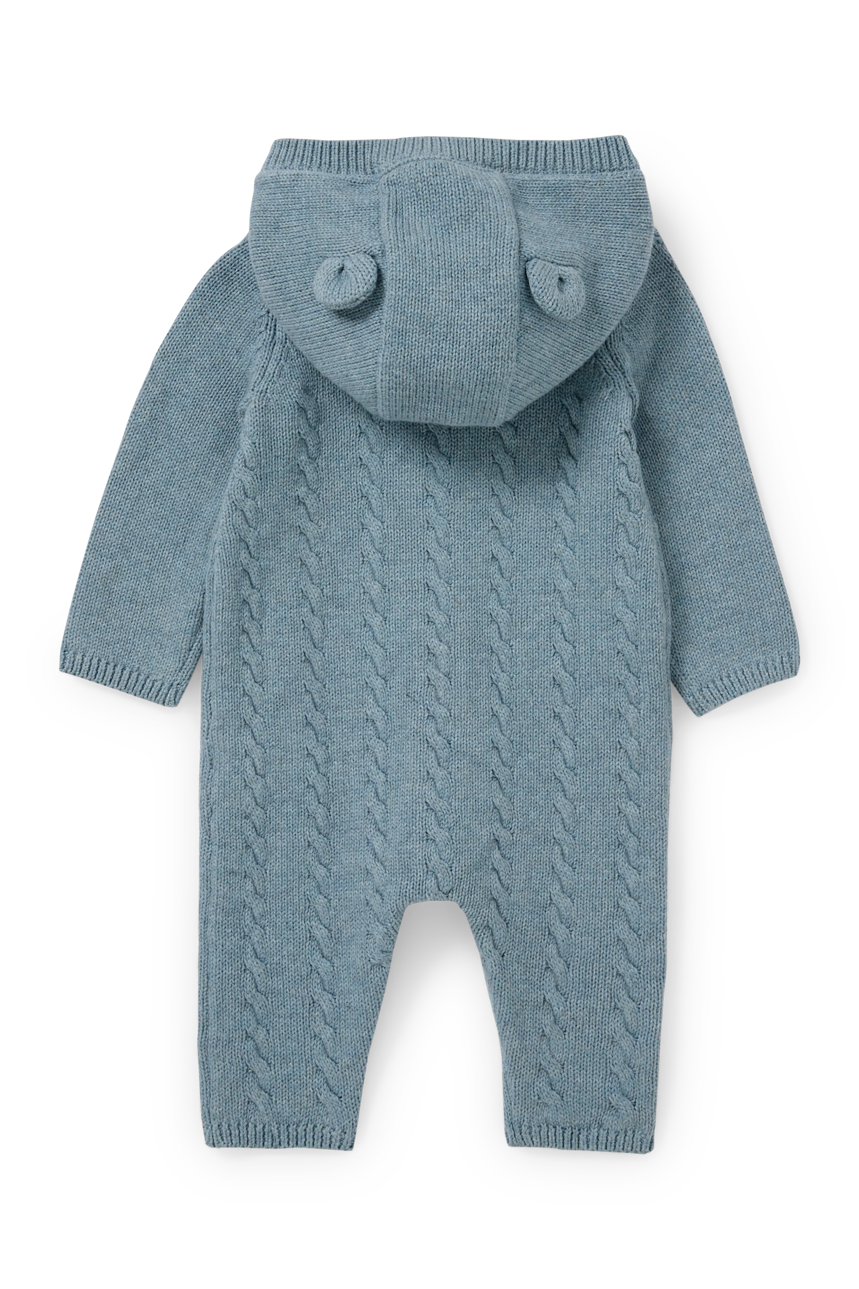 Knitted baby jumpsuit - cable knit pattern