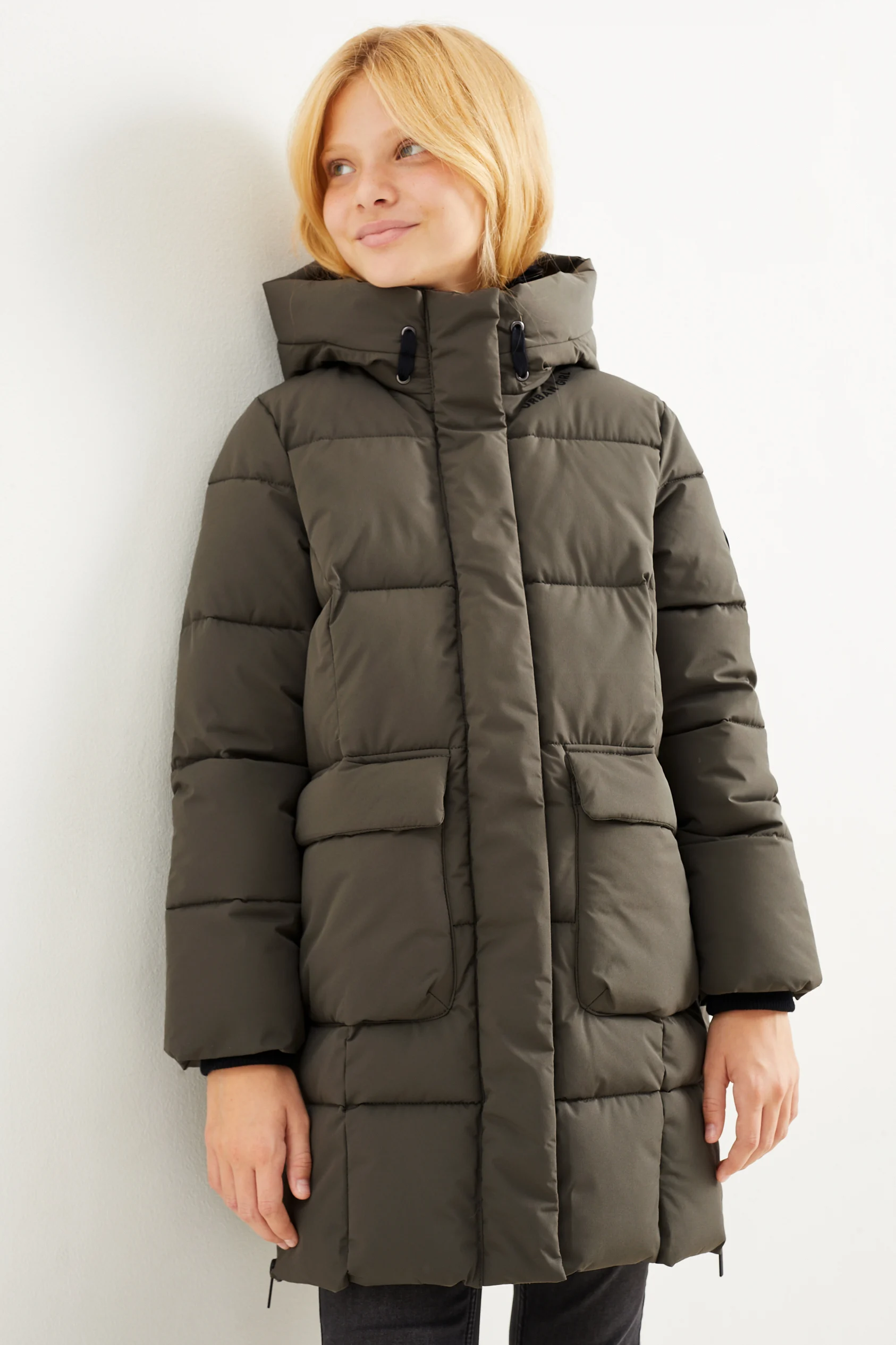 Quilted coat with hood
