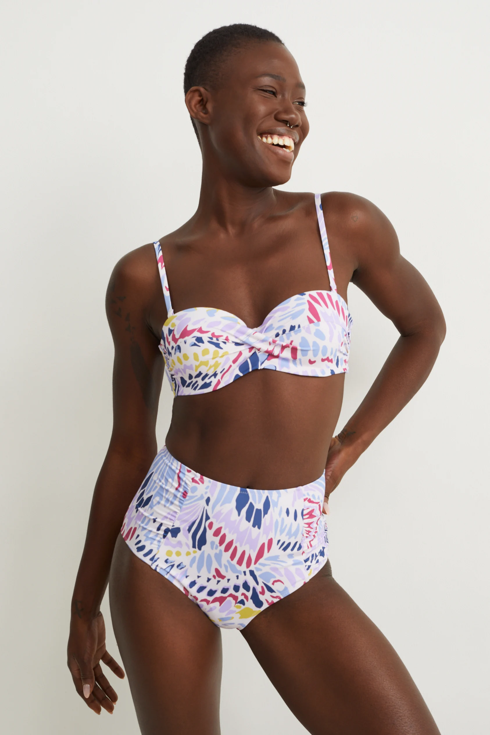 Bikini bottoms - high waist - LYCRA? XTRA LIFE? - patterned