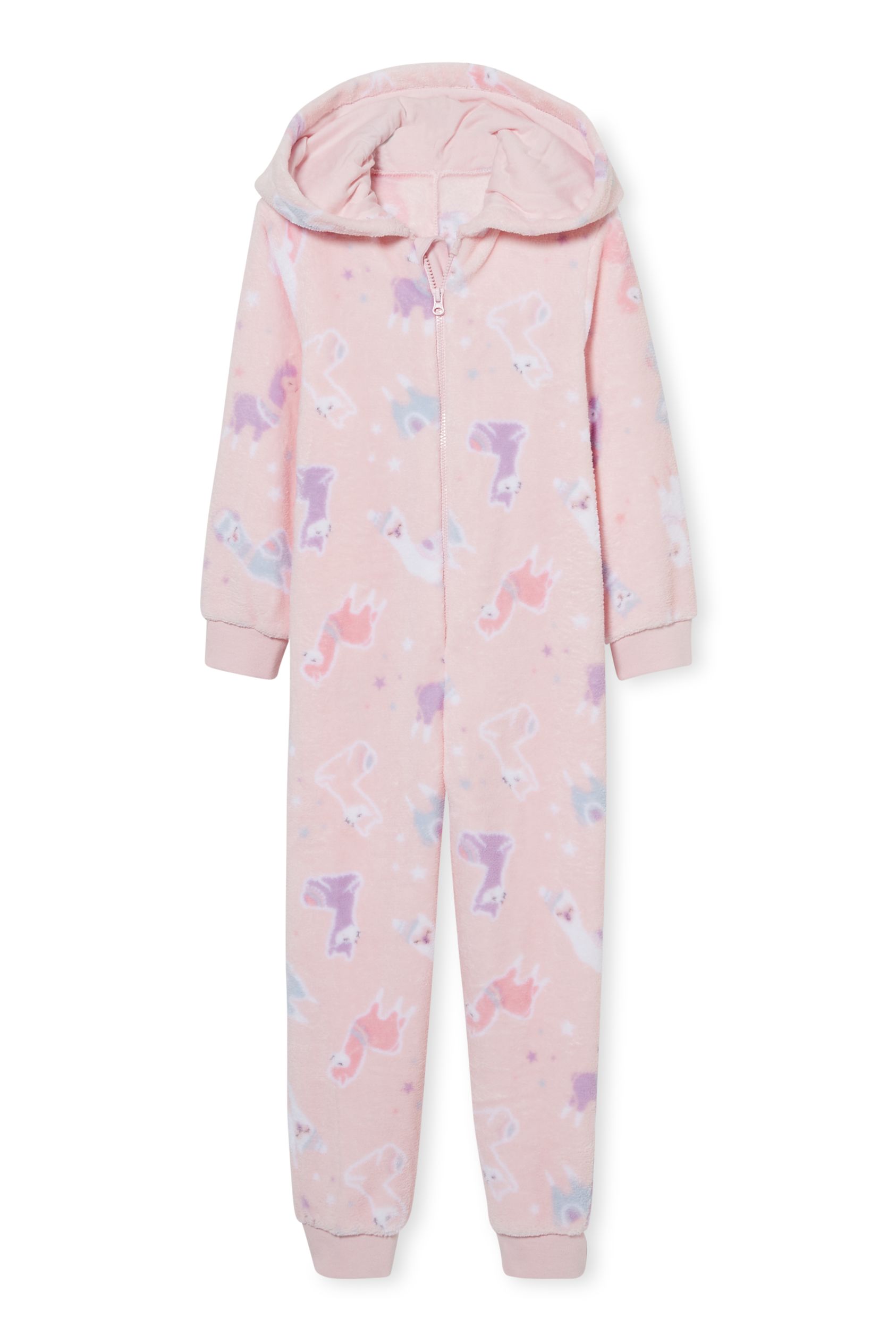 Fleece onesie with hood