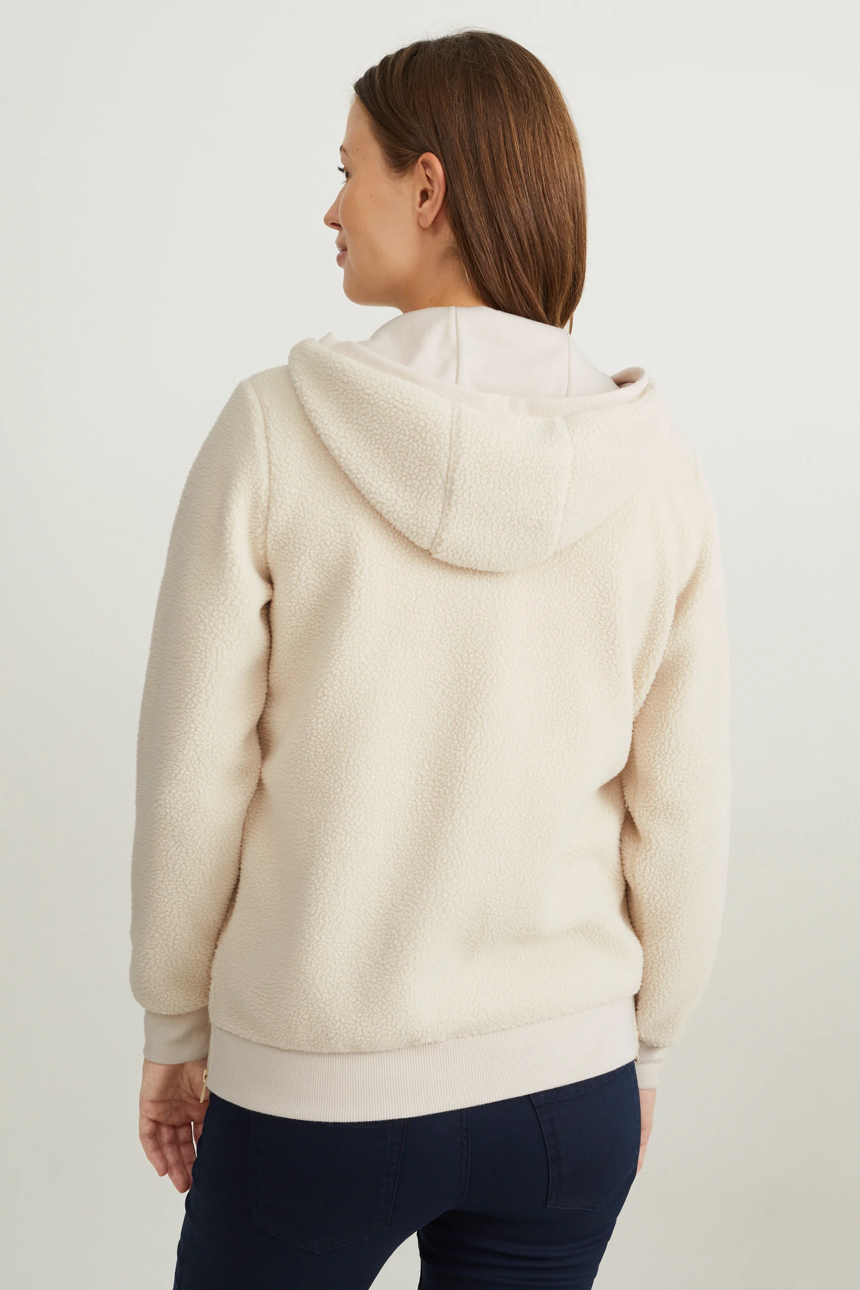 Maternity zip-through hoodie with baby pouch