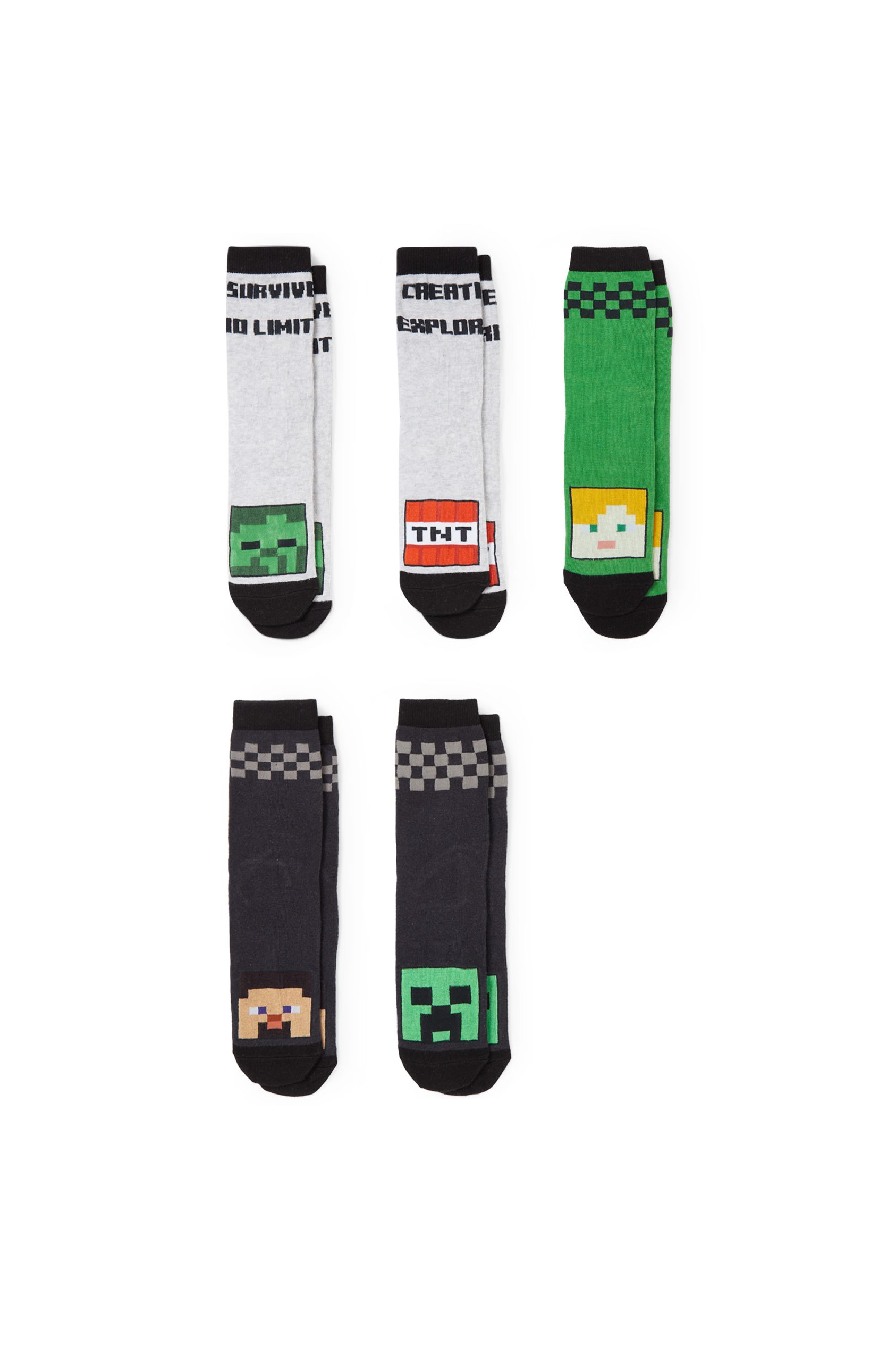Multipack of 5 - Minecraft - socks with motif