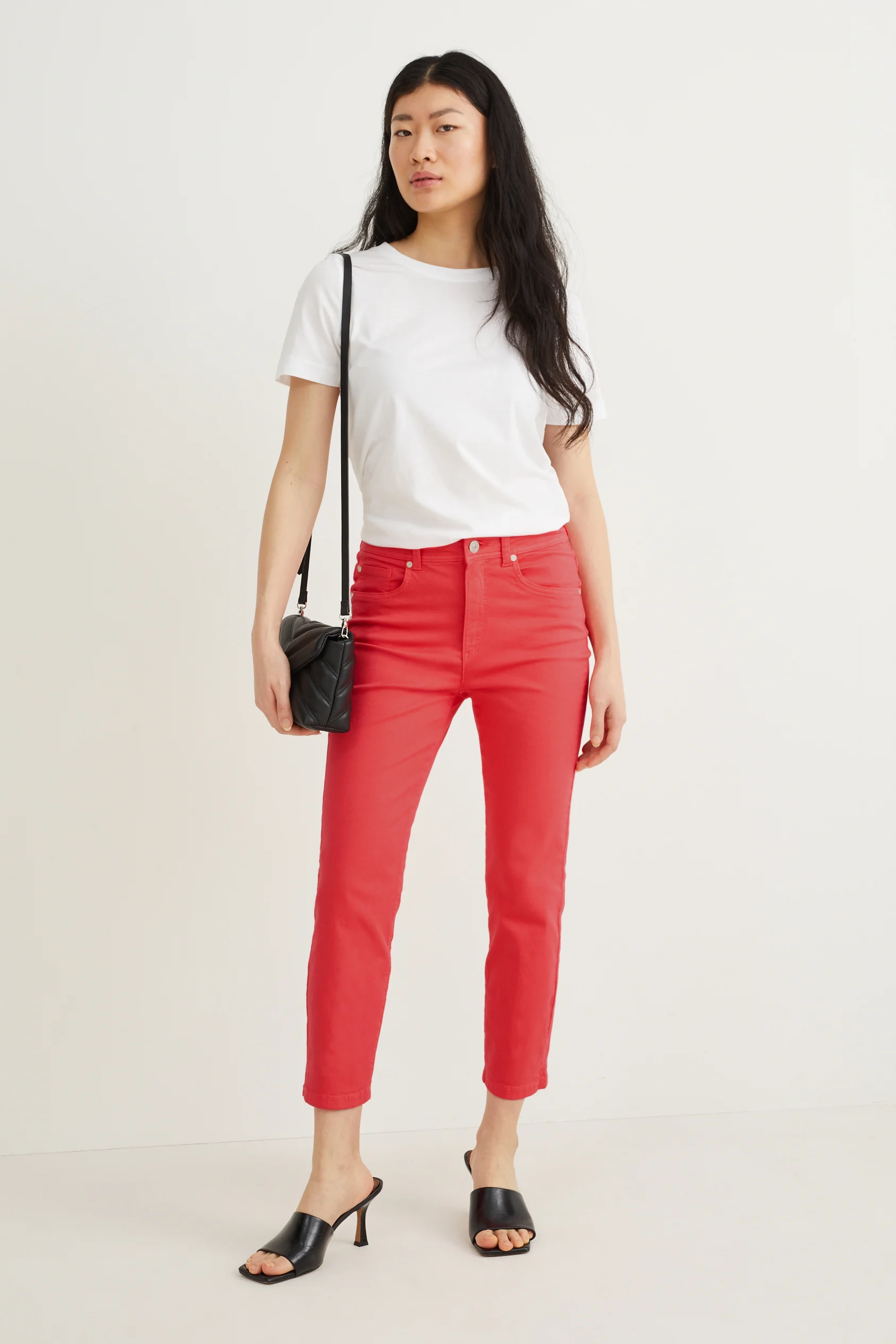 Trousers - mid-rise waist - skinny fit