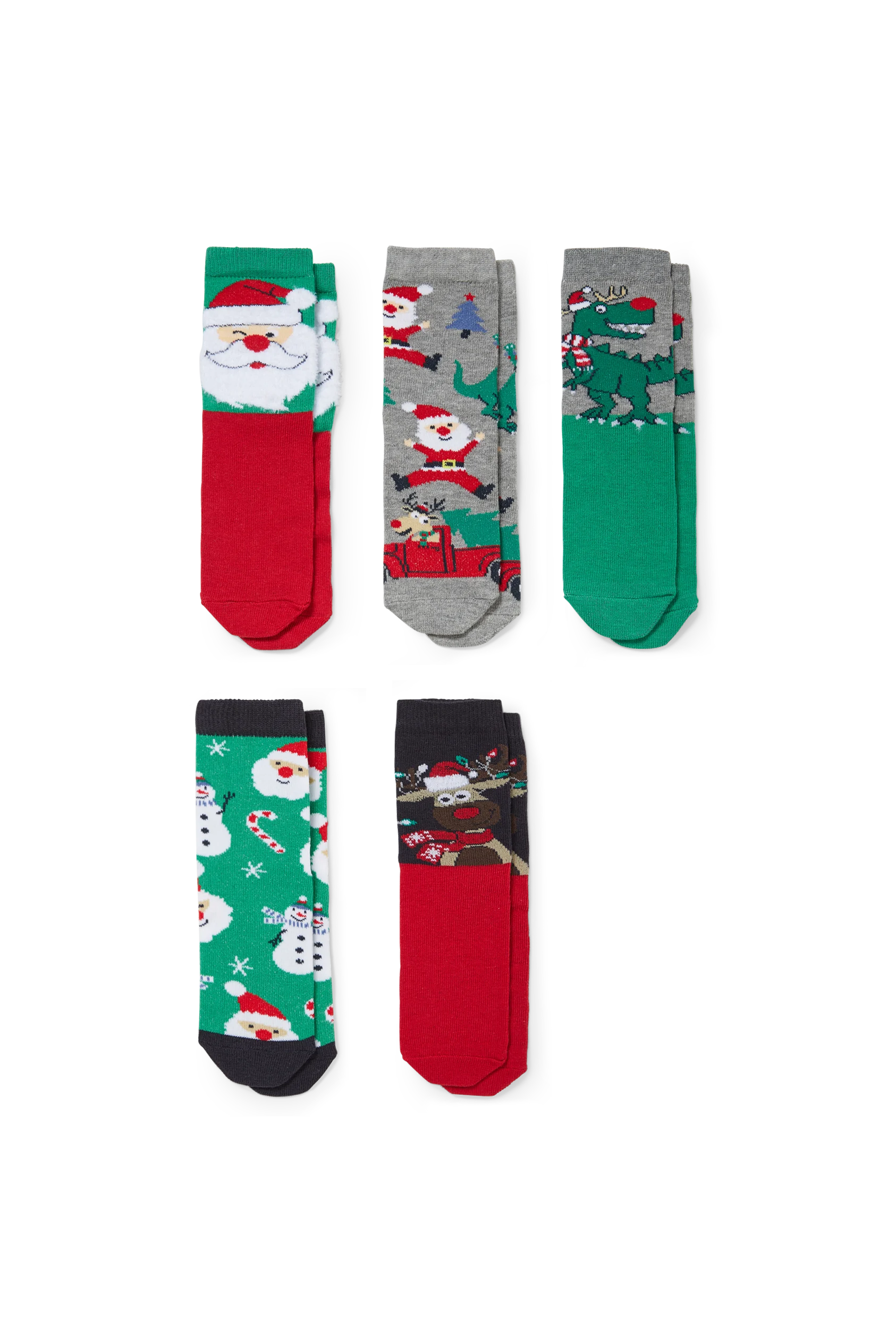 Multipack of 5 - Father Christmas - Christmas socks with motif