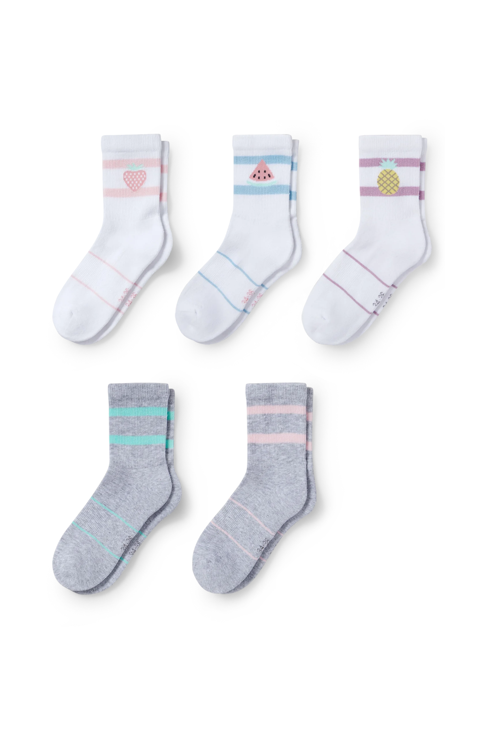 Multipack 5er - fruit and stripes - socks with motif
