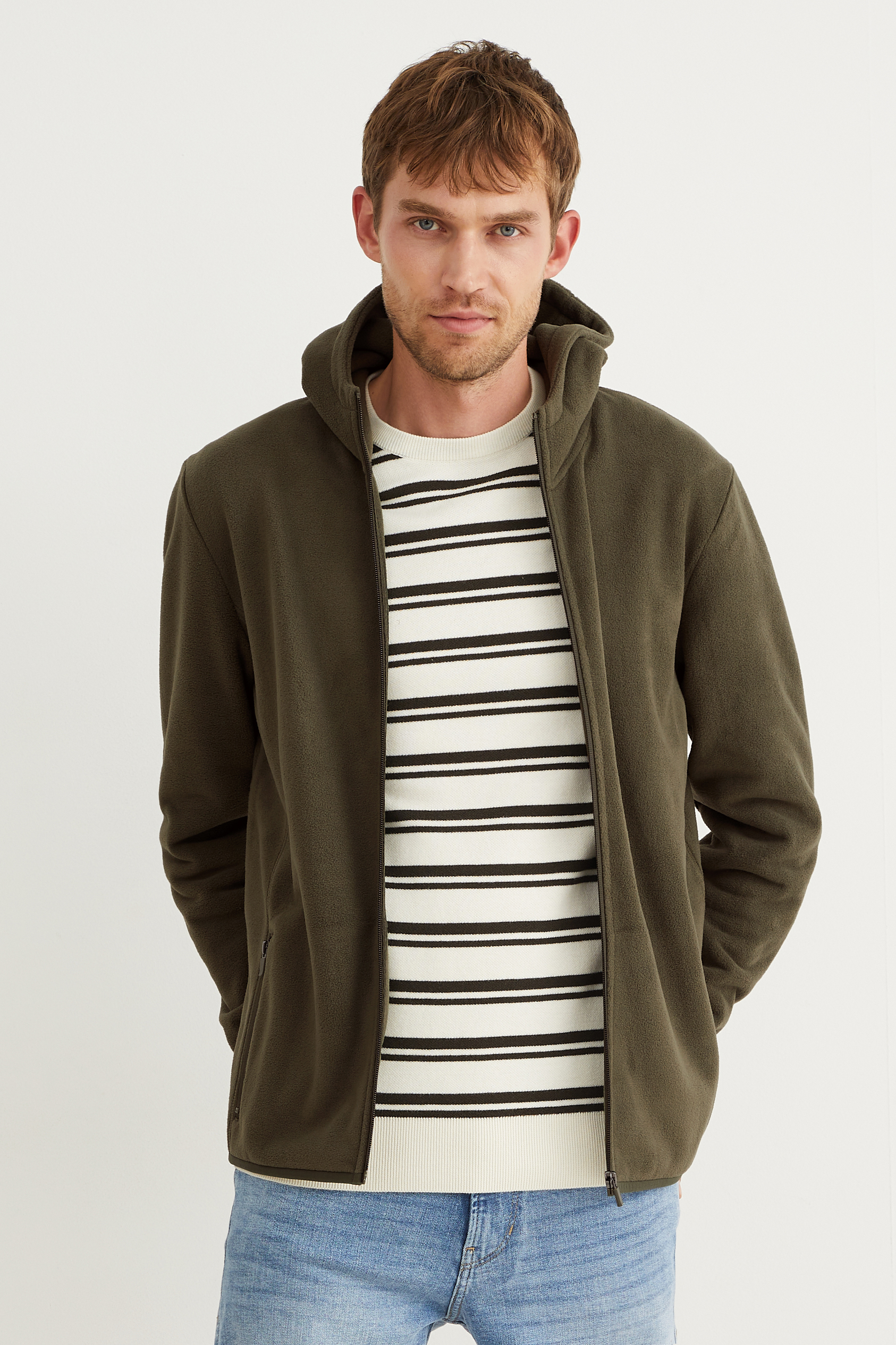 Fleece jacket with hood