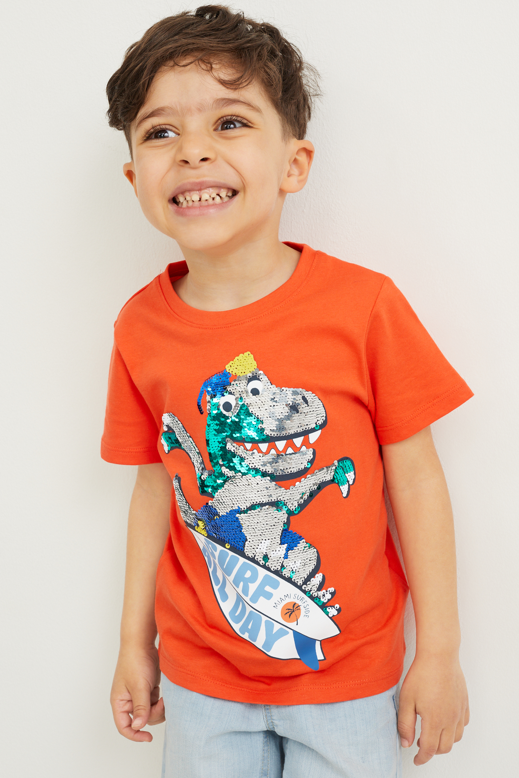 Dinosaur - short sleeve T-shirt - shiny