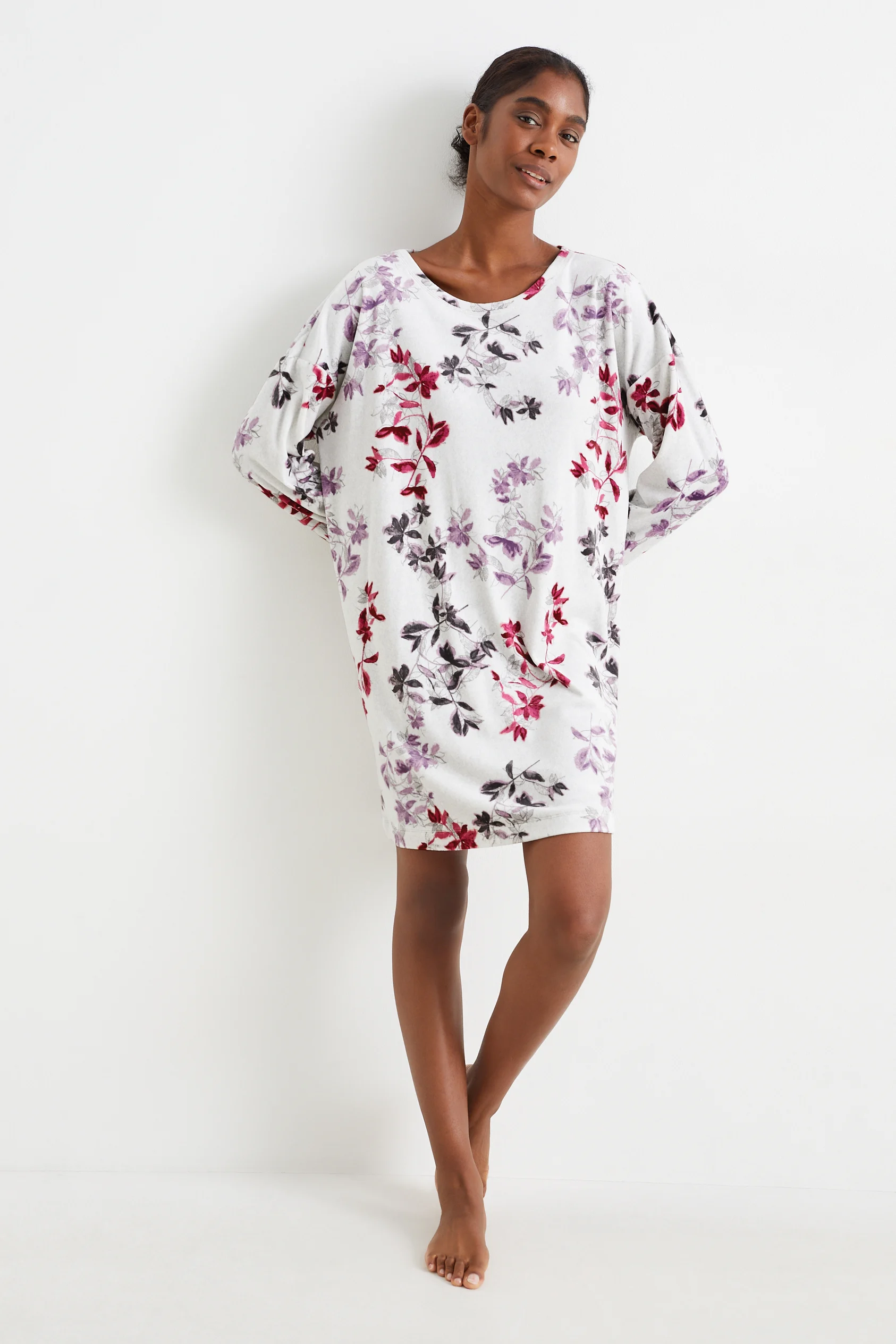 Velour nightdress - floral