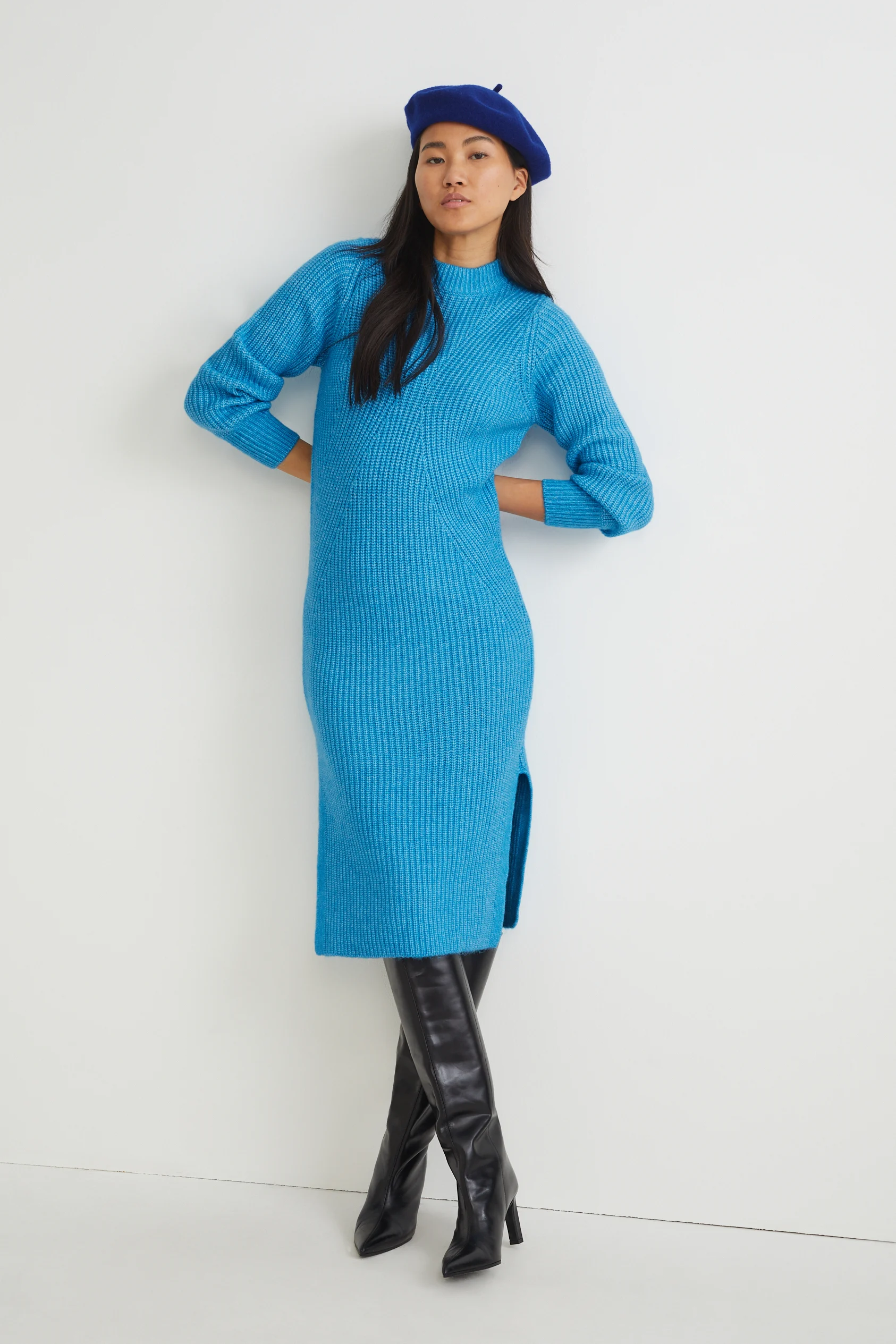 Knitted dress with alpaca