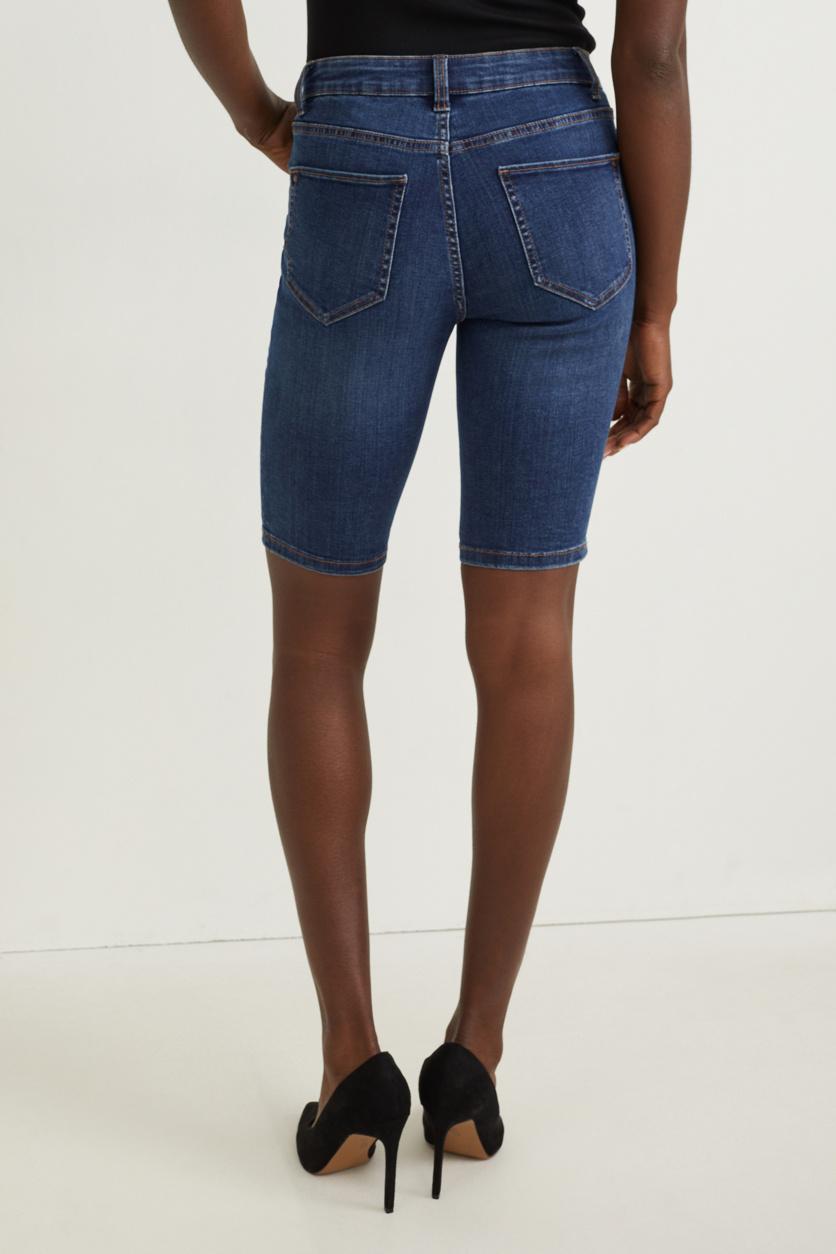 Denim bermuda shorts - mid-rise waist - LYCRA?