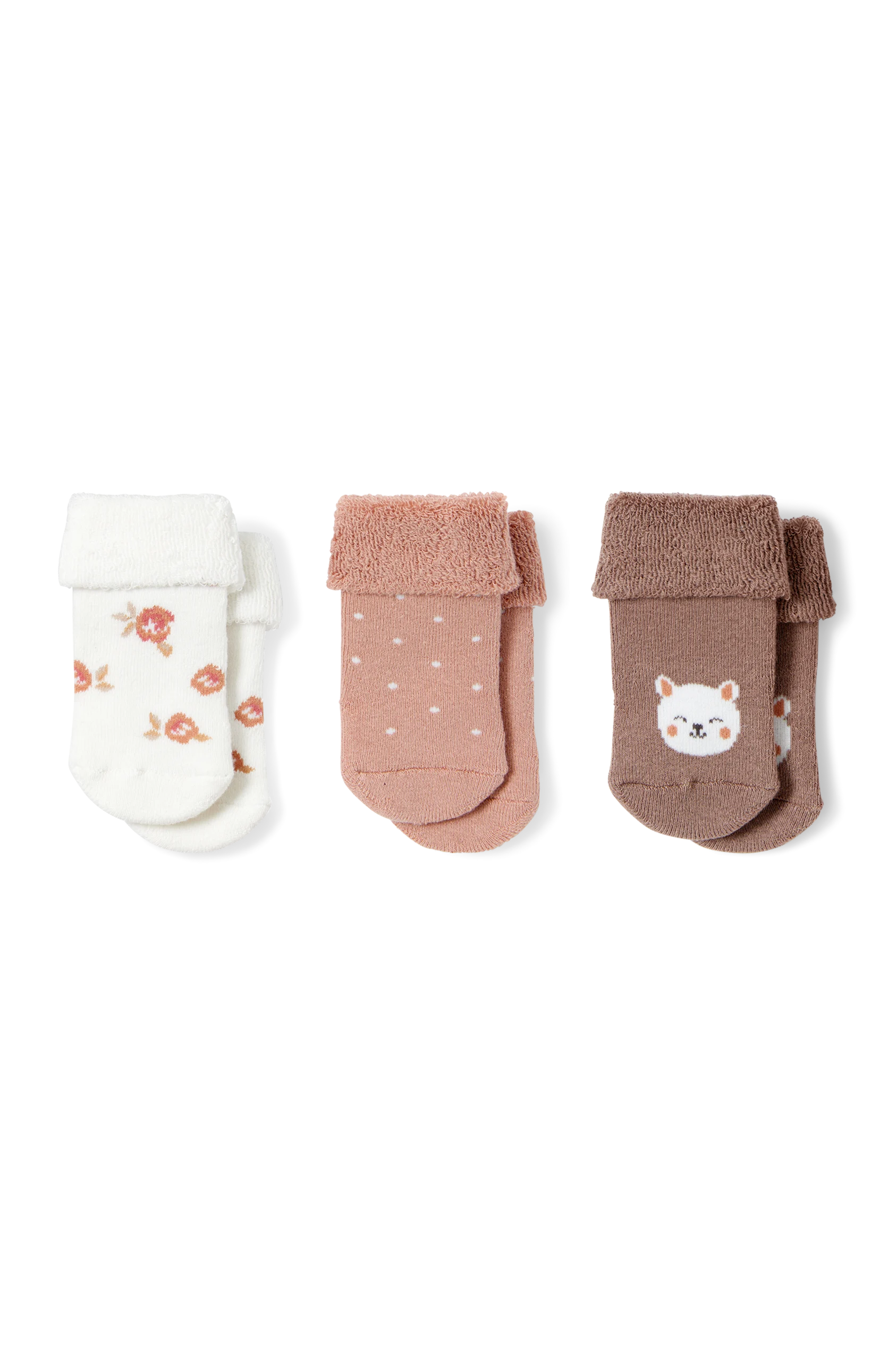 Multipack of 3 - flowers - newborn socks with motif