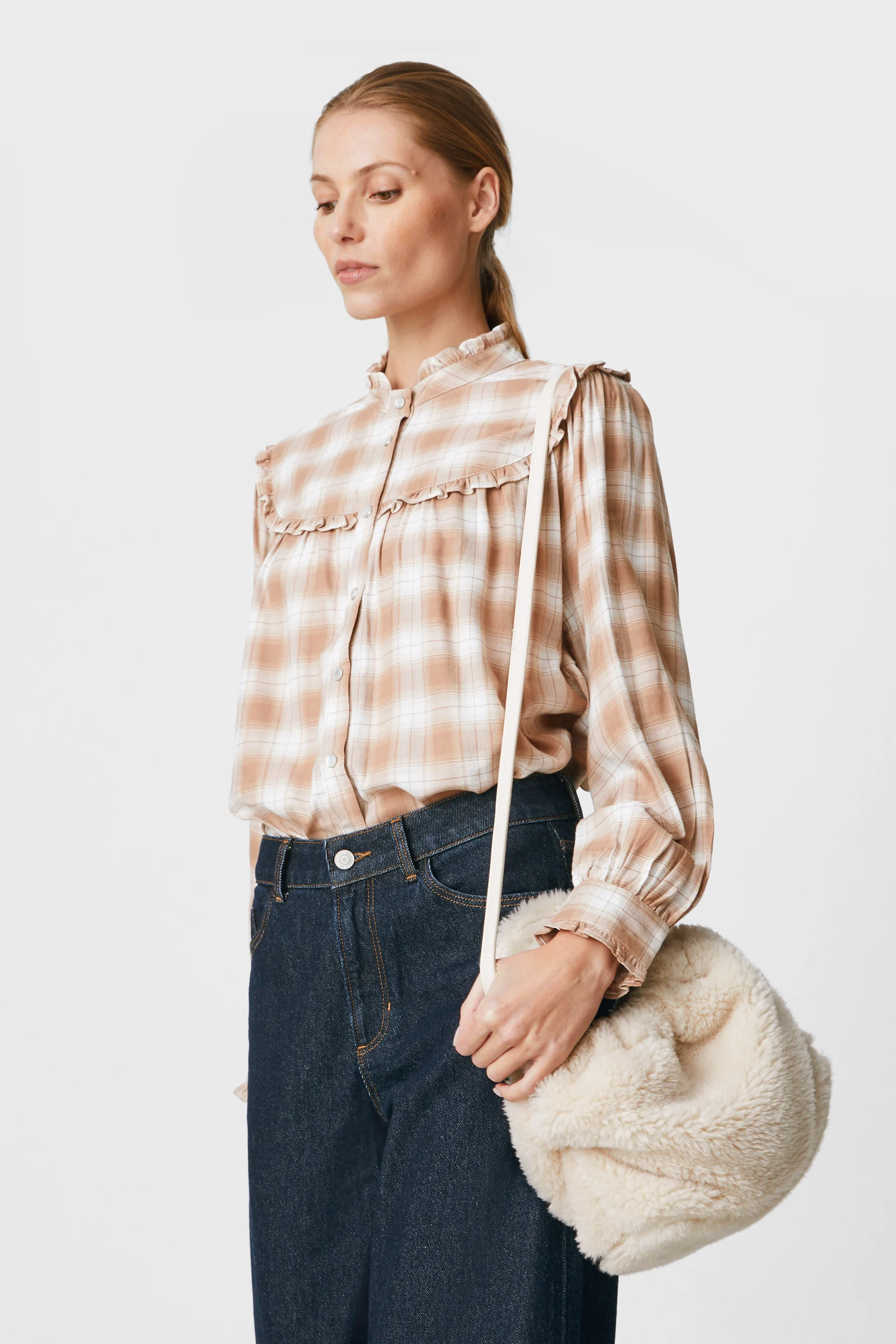 Faux fur shoulder bag