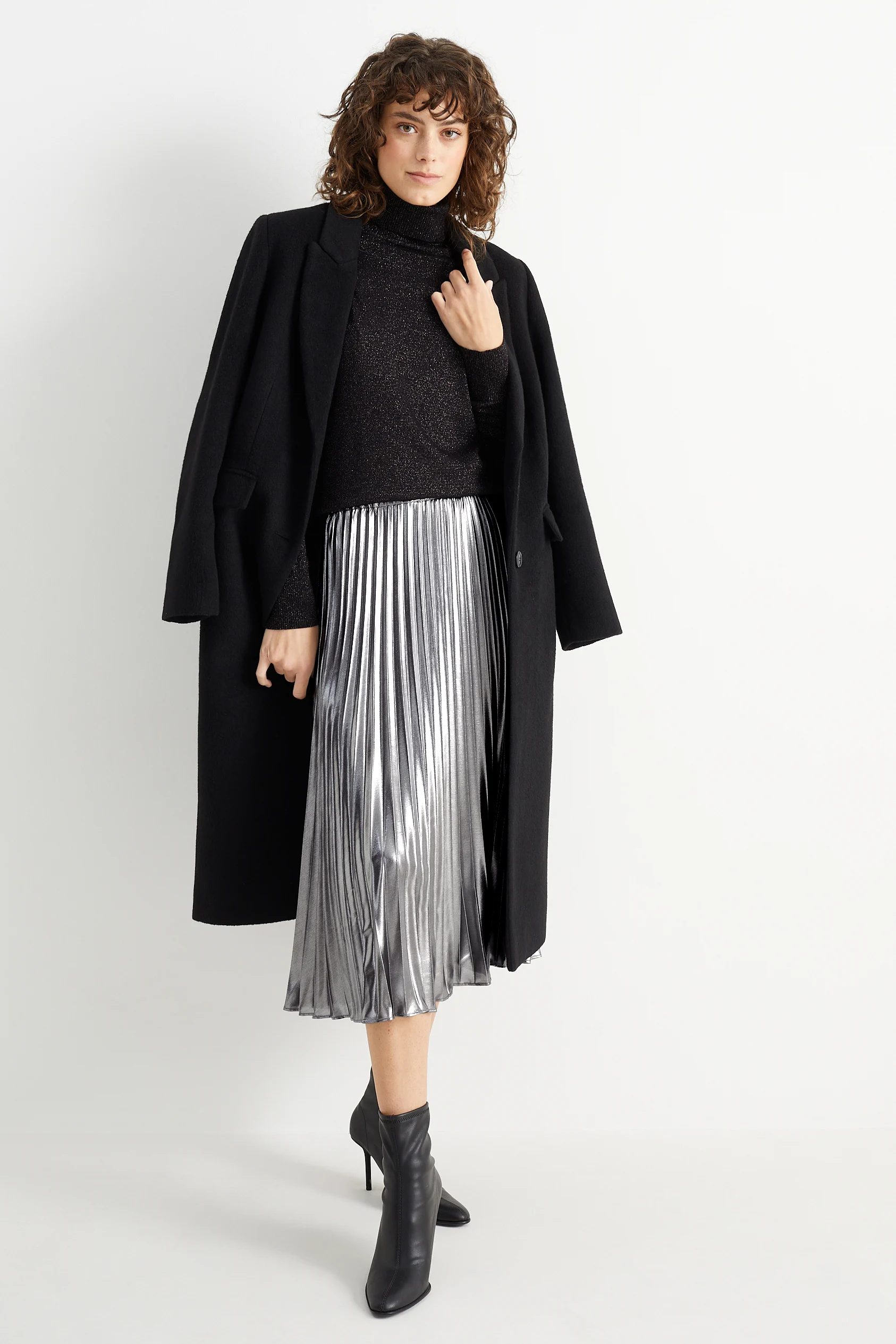 Pleated skirt - shiny