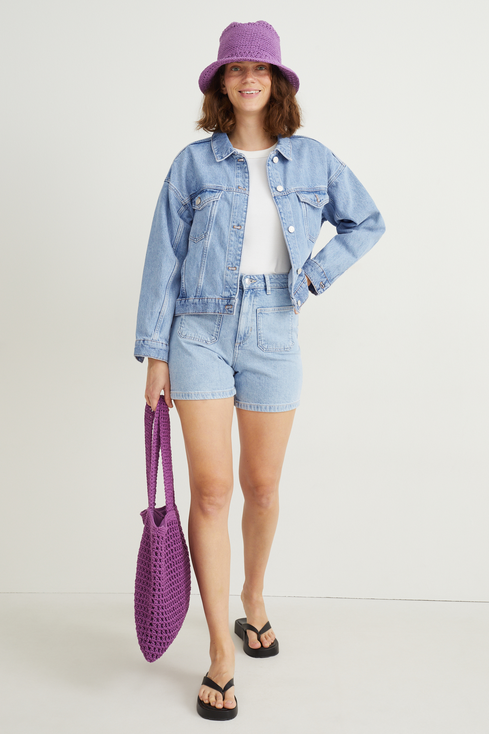 Denim shorts - low-rise waist - LYCRA?