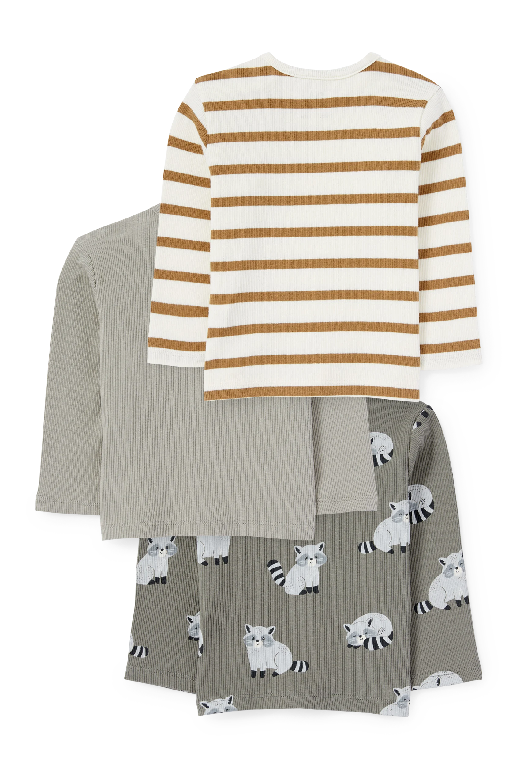 Multipack of 3 - raccoon - baby long sleeve top