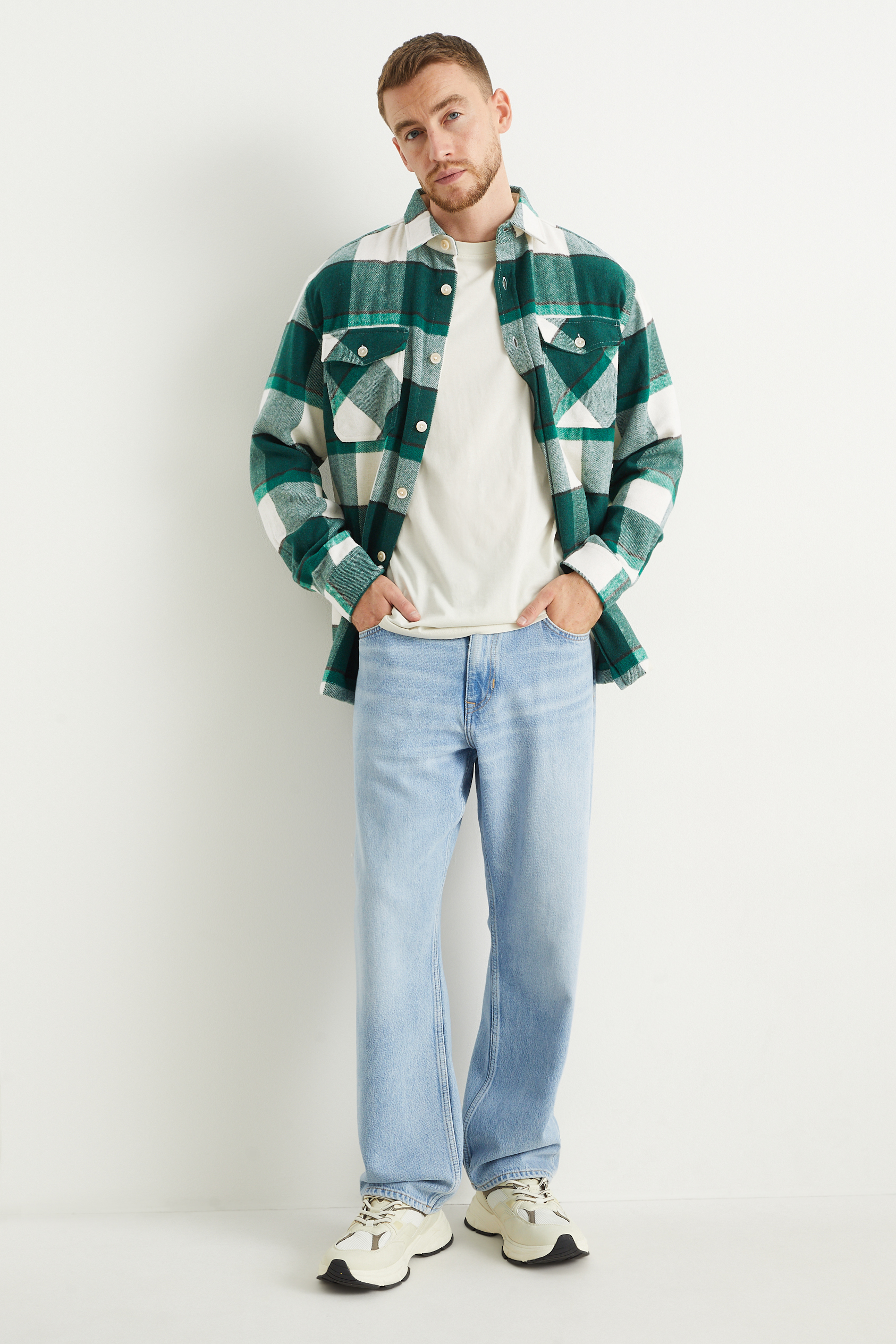 Flannel shirt - regular fit - kent collar - check