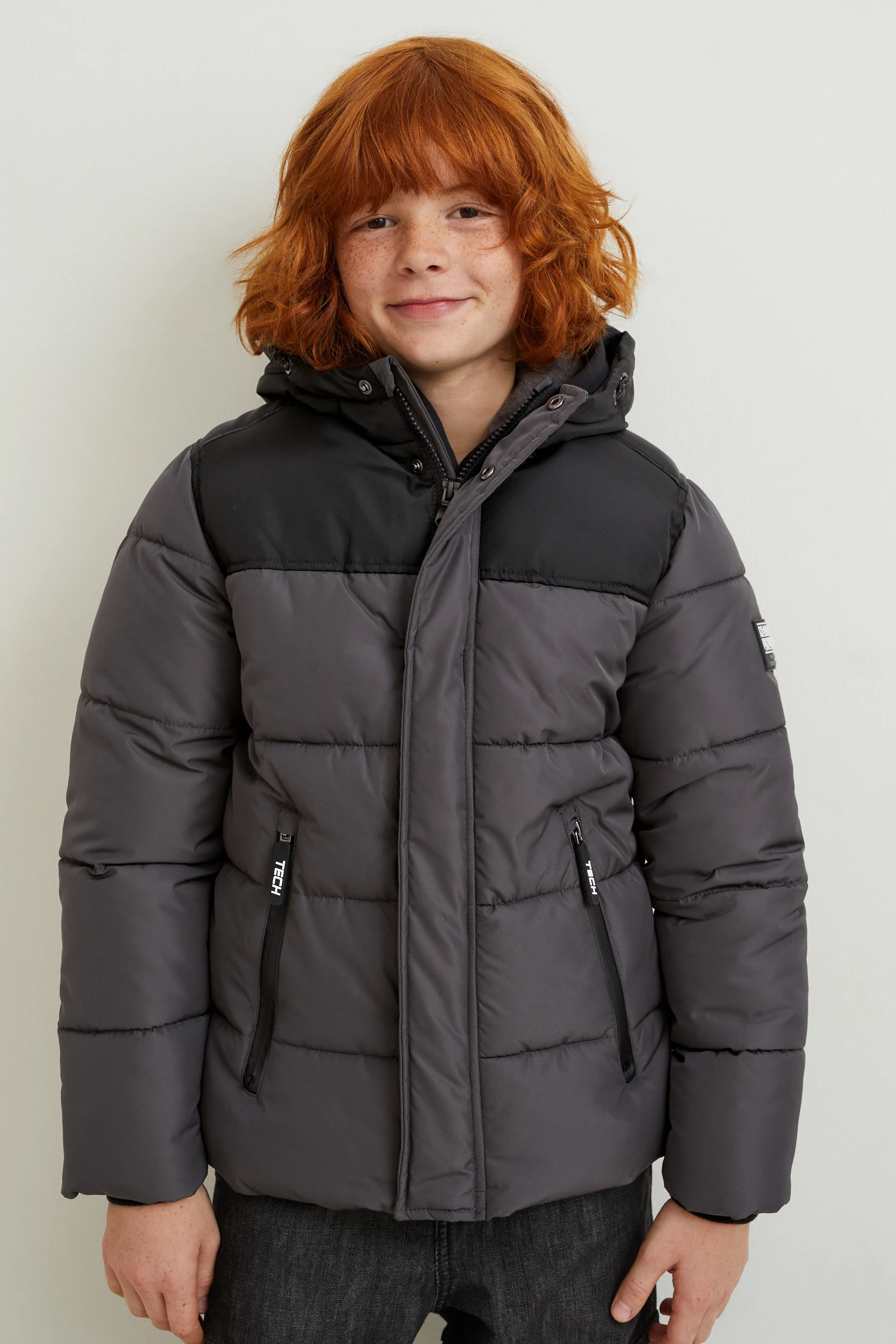 Quilted jacket with hood
