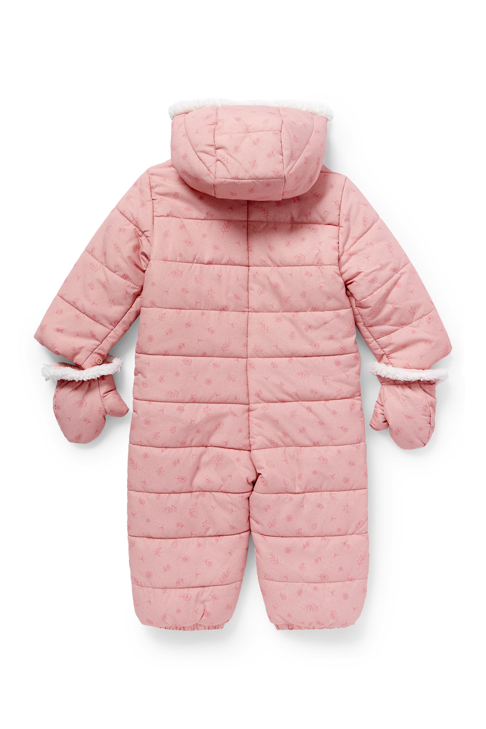 Baby snowsuit with hood - floral