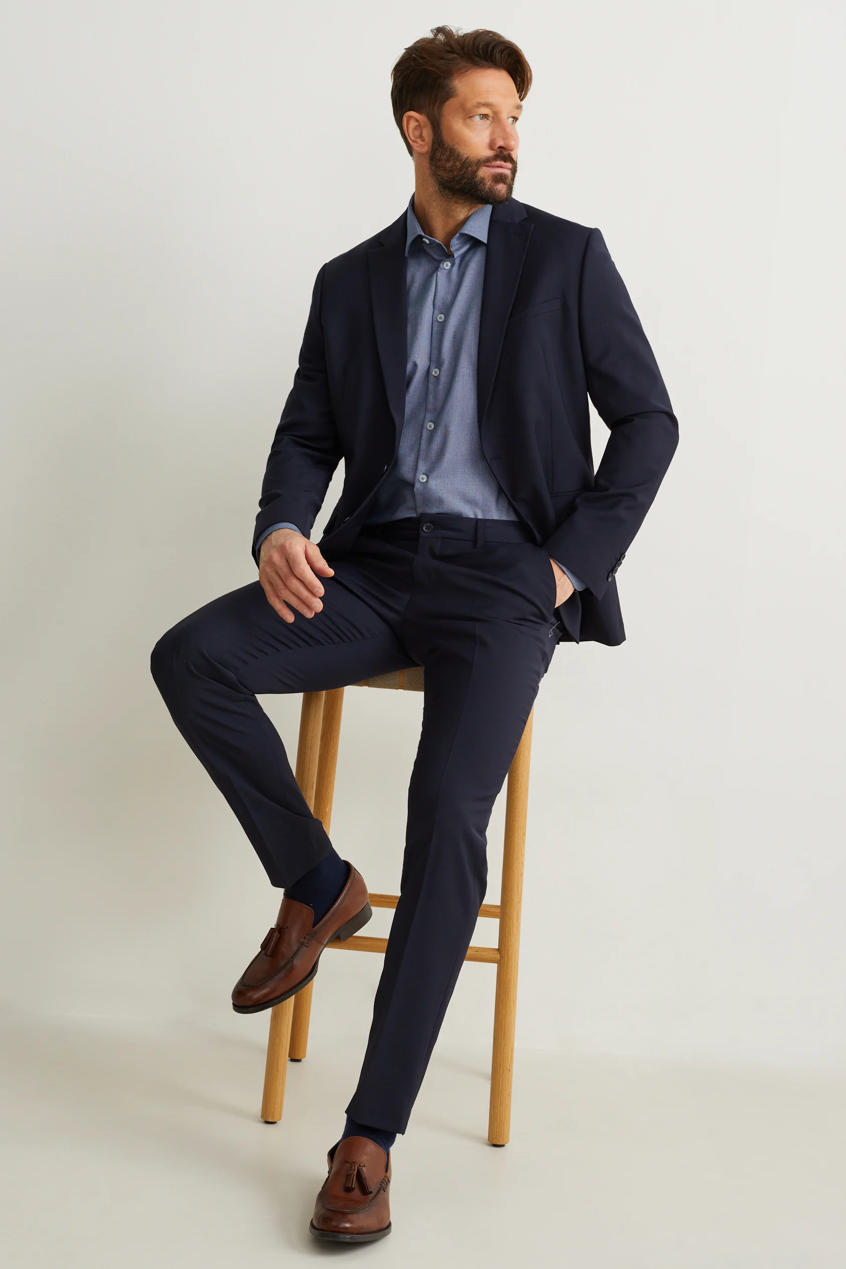 Business shirt - slim fit - kent collar - cutaway - easy-iron