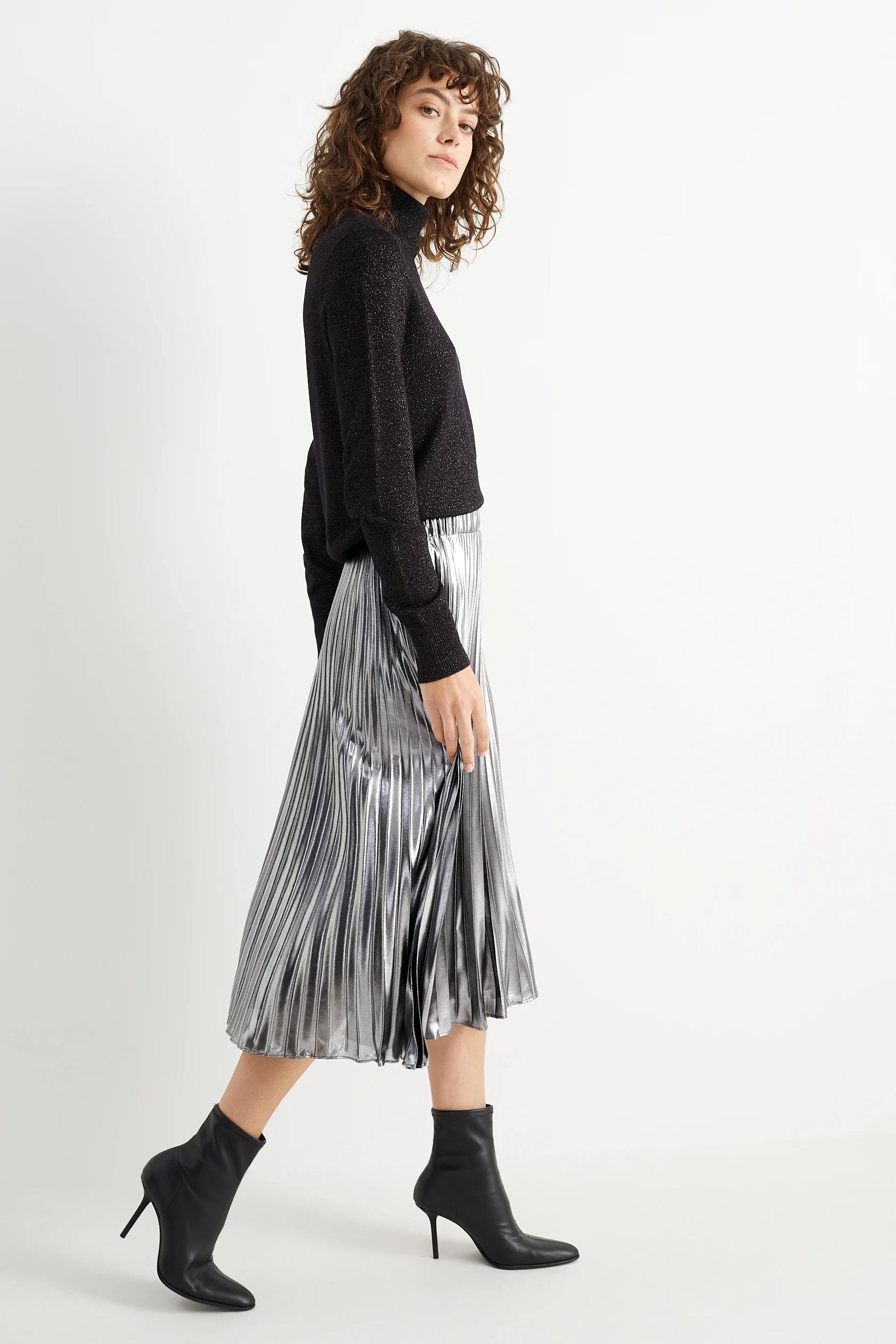 Pleated skirt - shiny