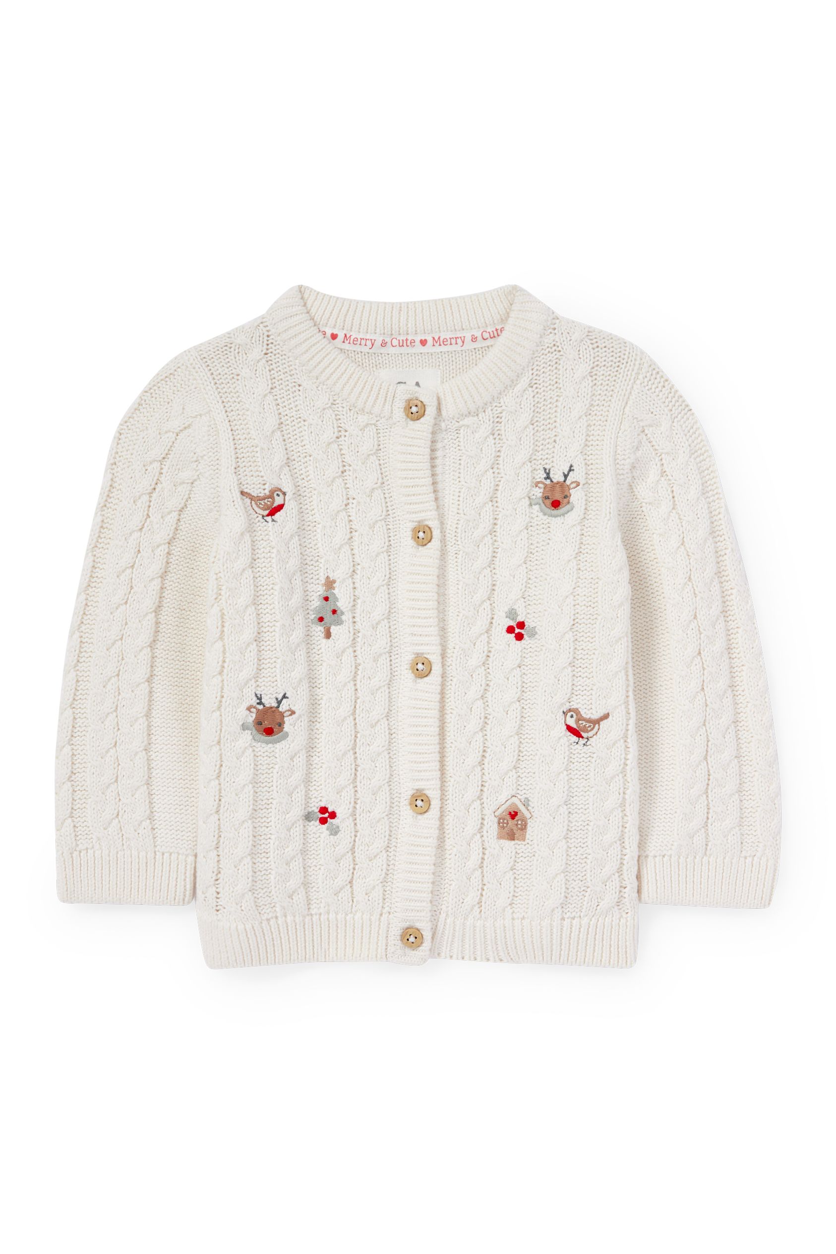 Baby Christmas cardigan - cable knit pattern