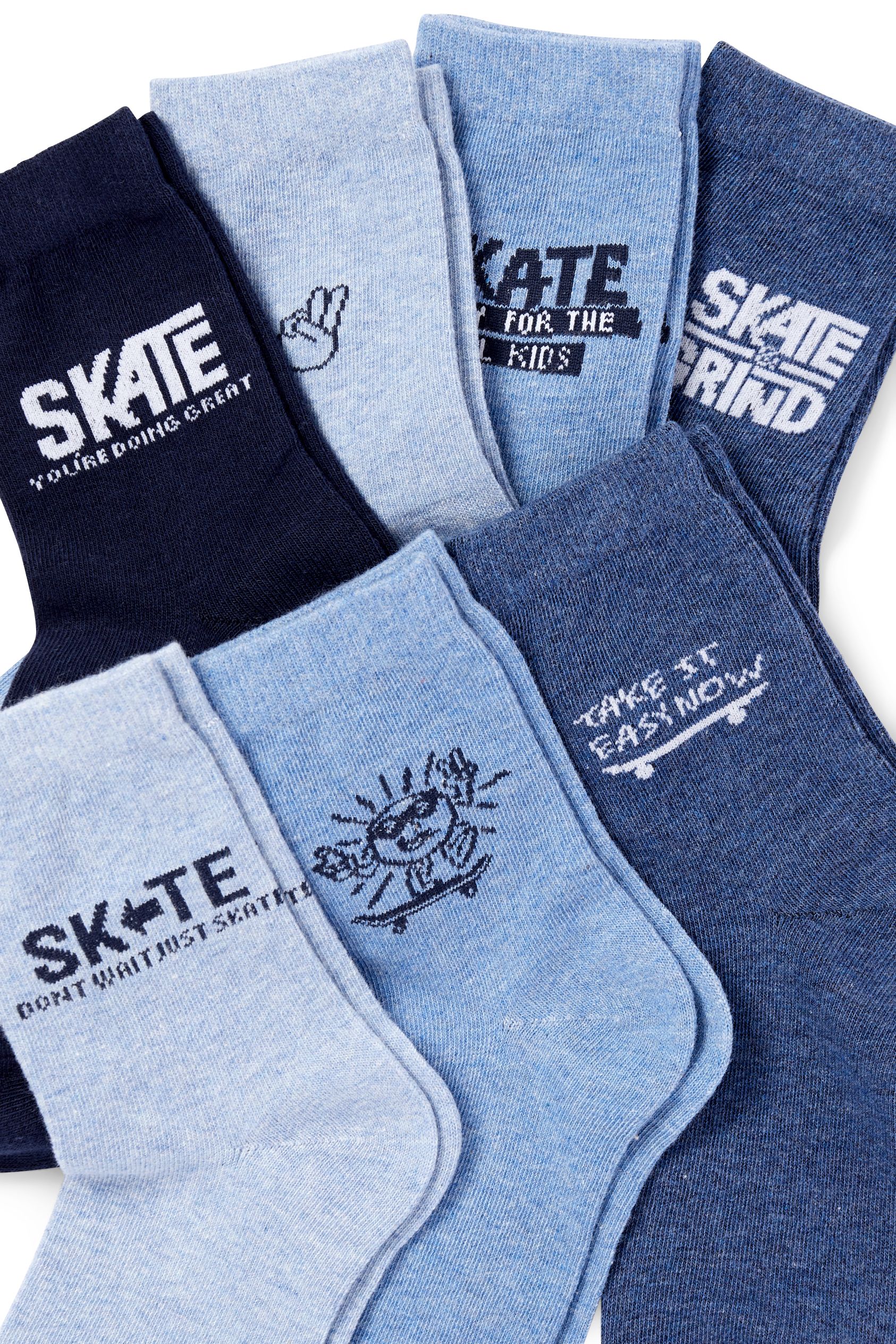 Multipack of 7 - skateboarder - socks with motif