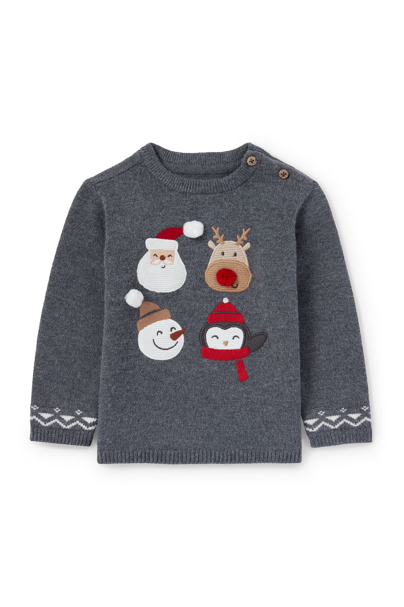 Father Christmas and Rudolph - baby Christmas jumper
