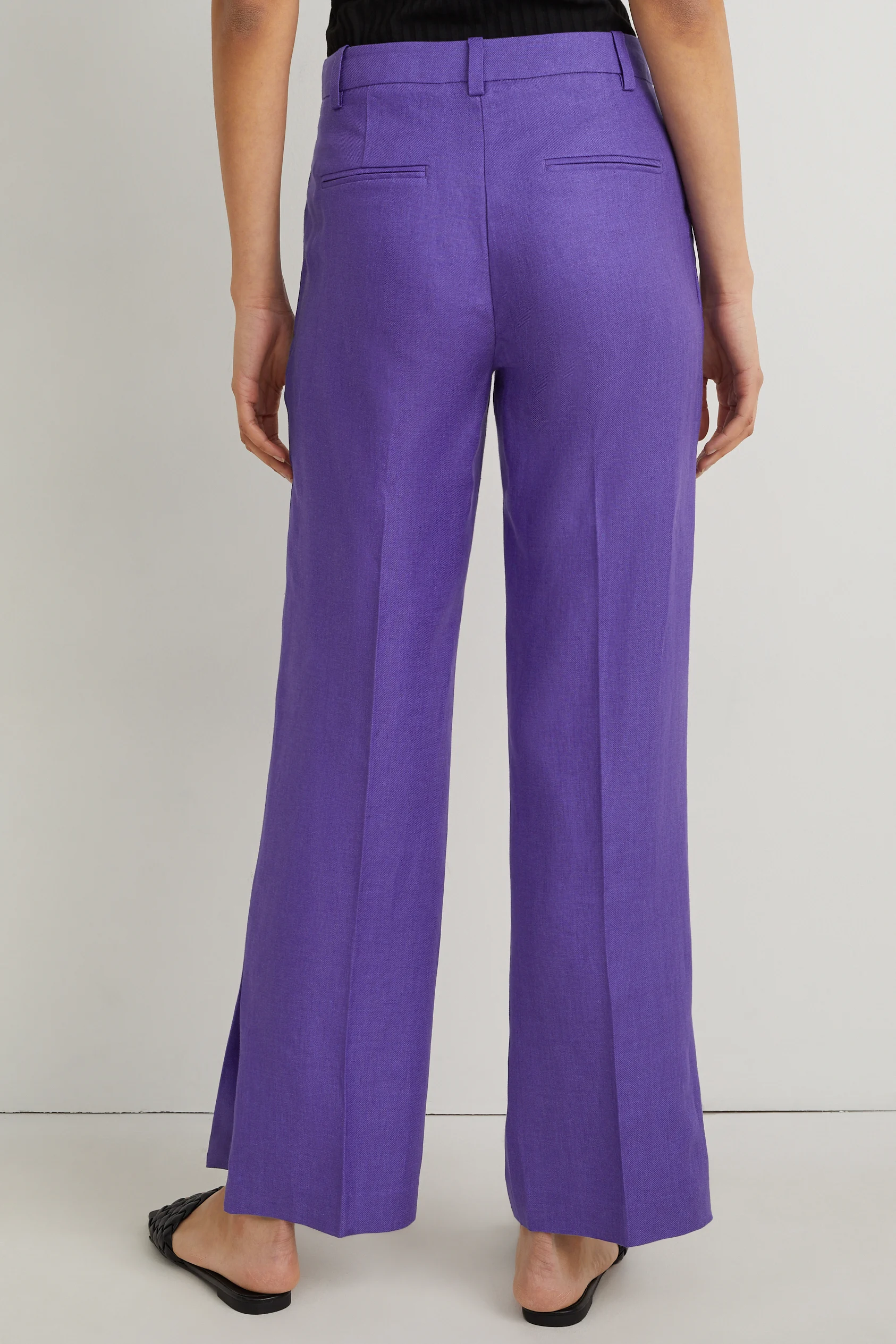 Linen business trousers - high waist - straight leg