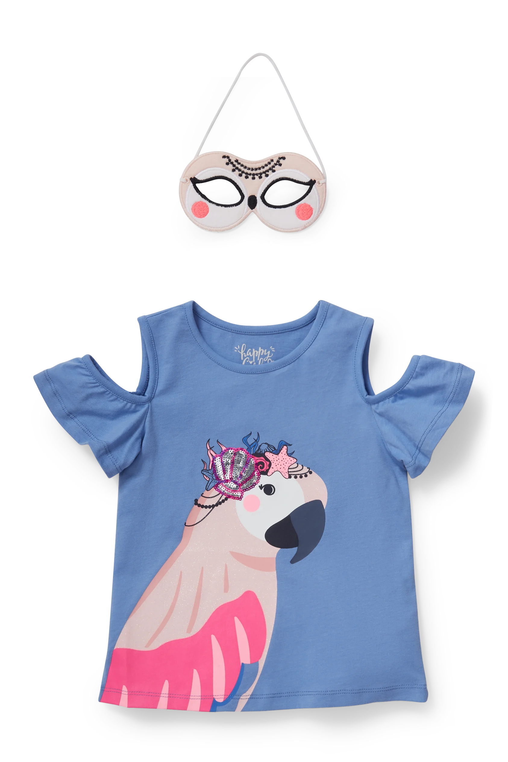 Set - short sleeve T-shirt and parrot mask - 2 piece