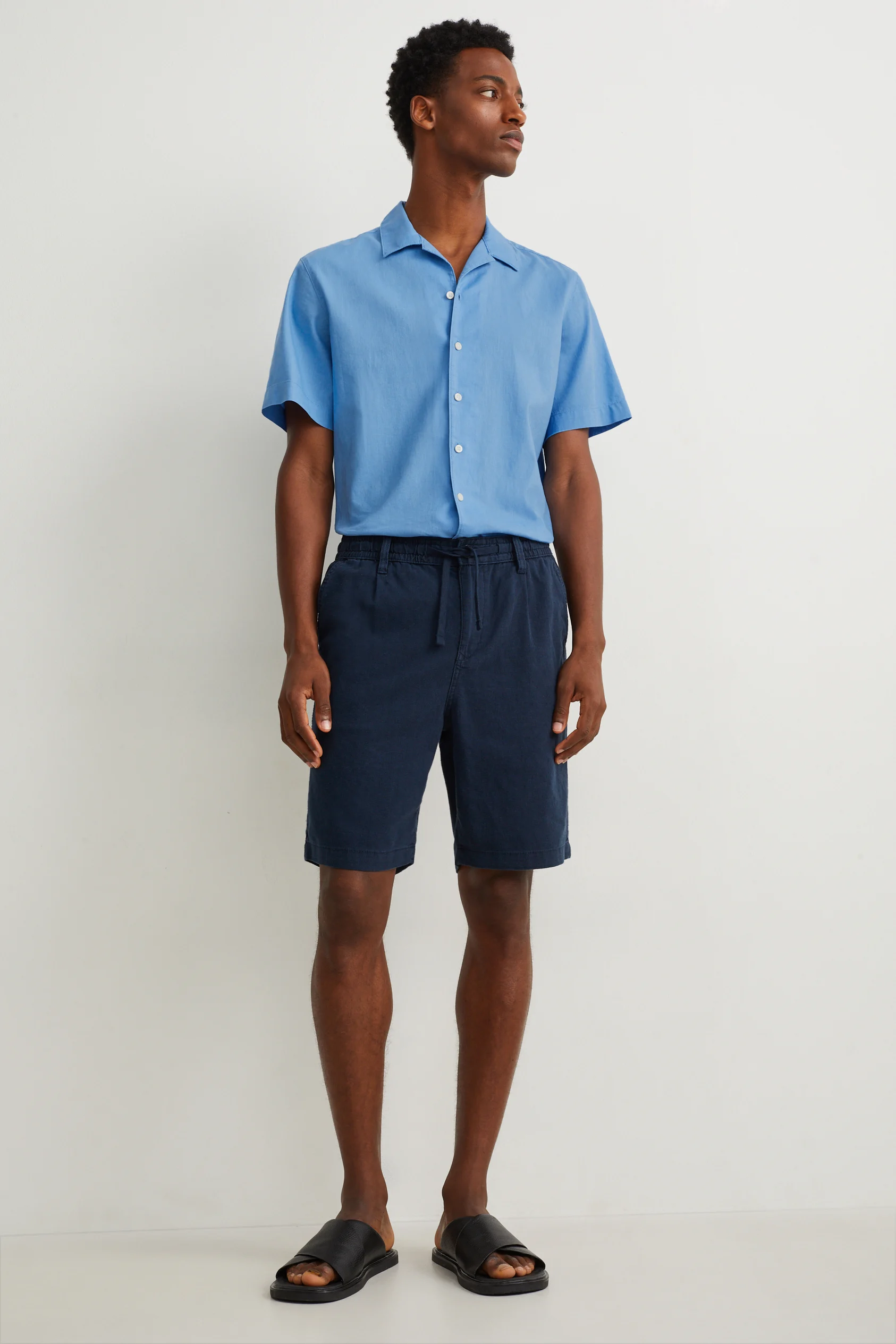 Shirt - regular fit - lapel collar - linen blend