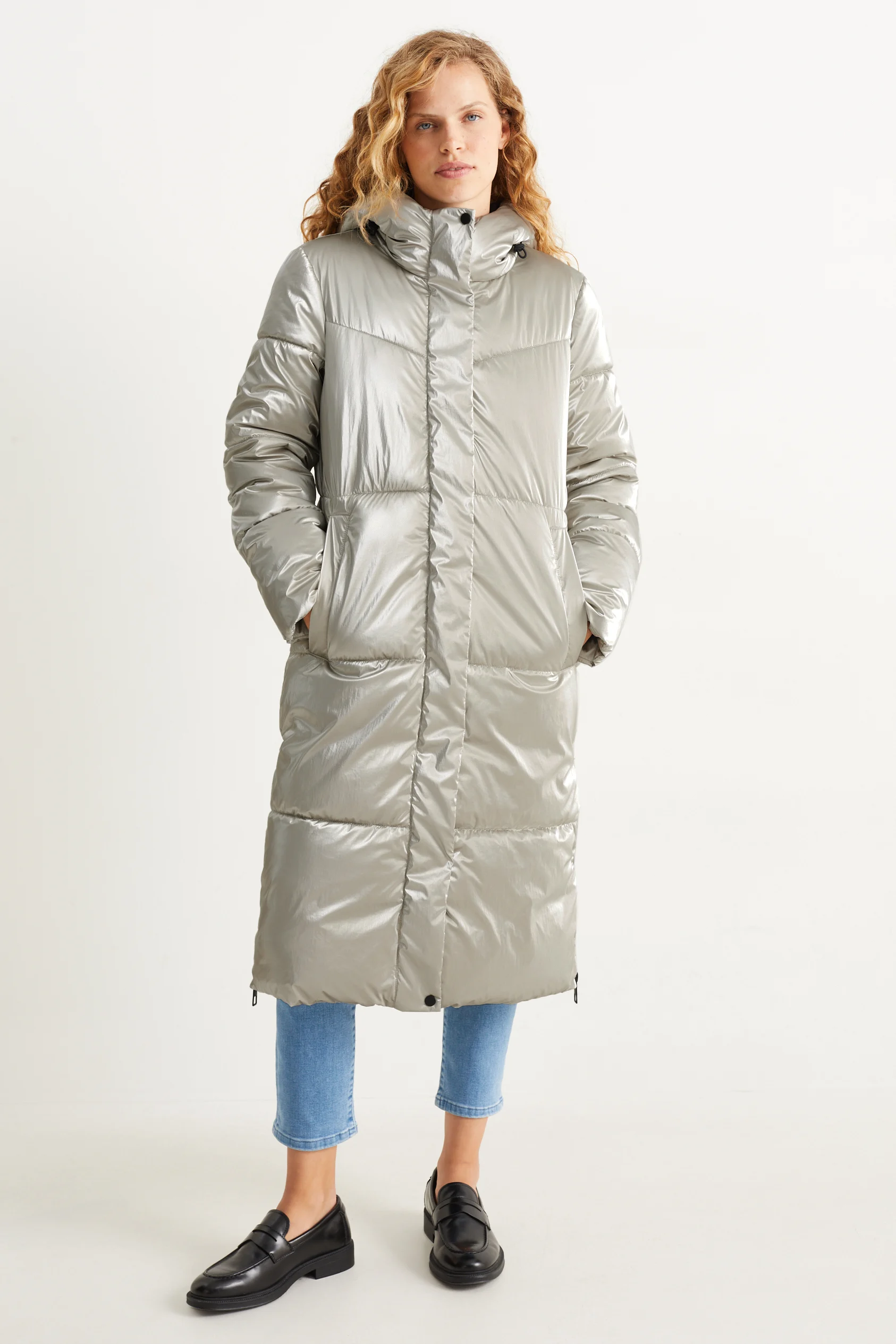 Quilted coat with hood