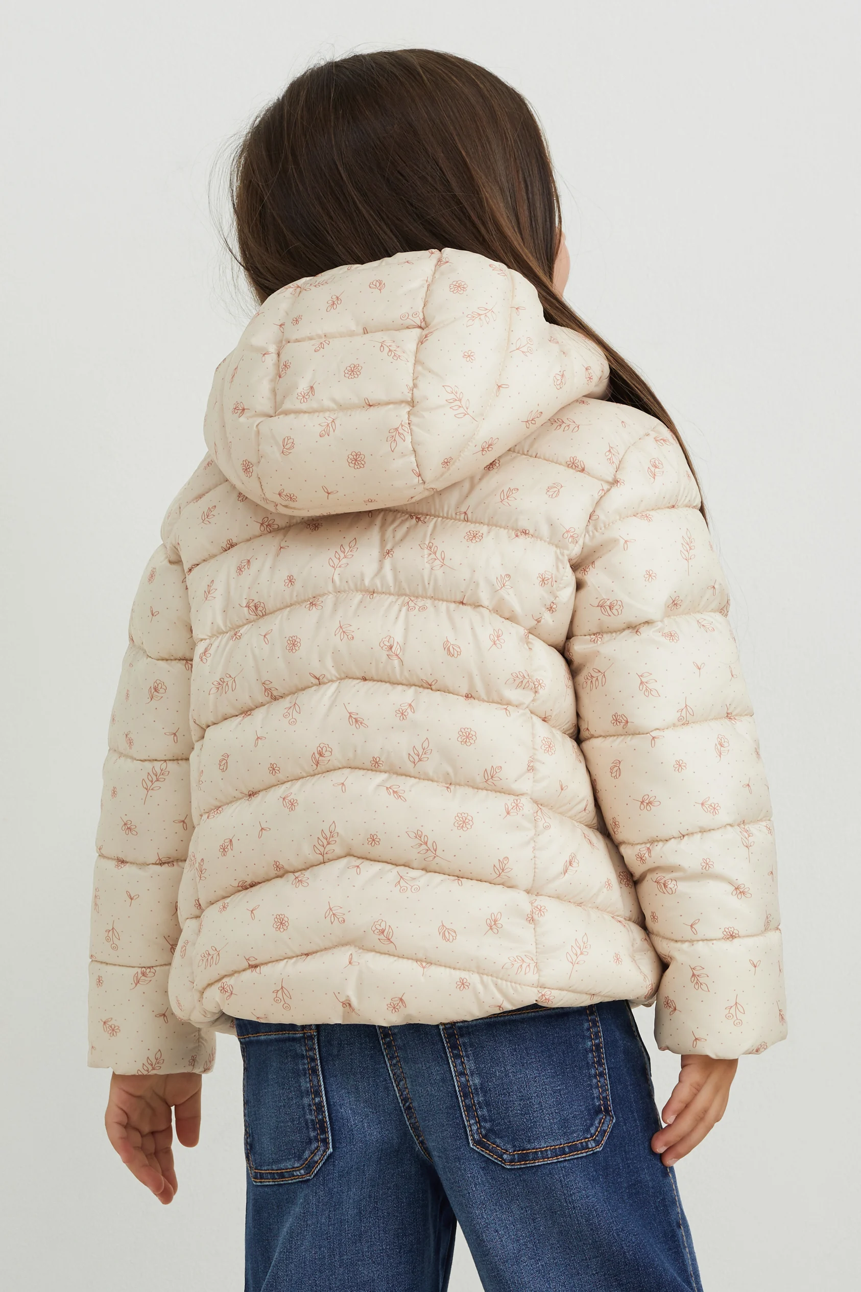 Quilted jacket with hood - floral