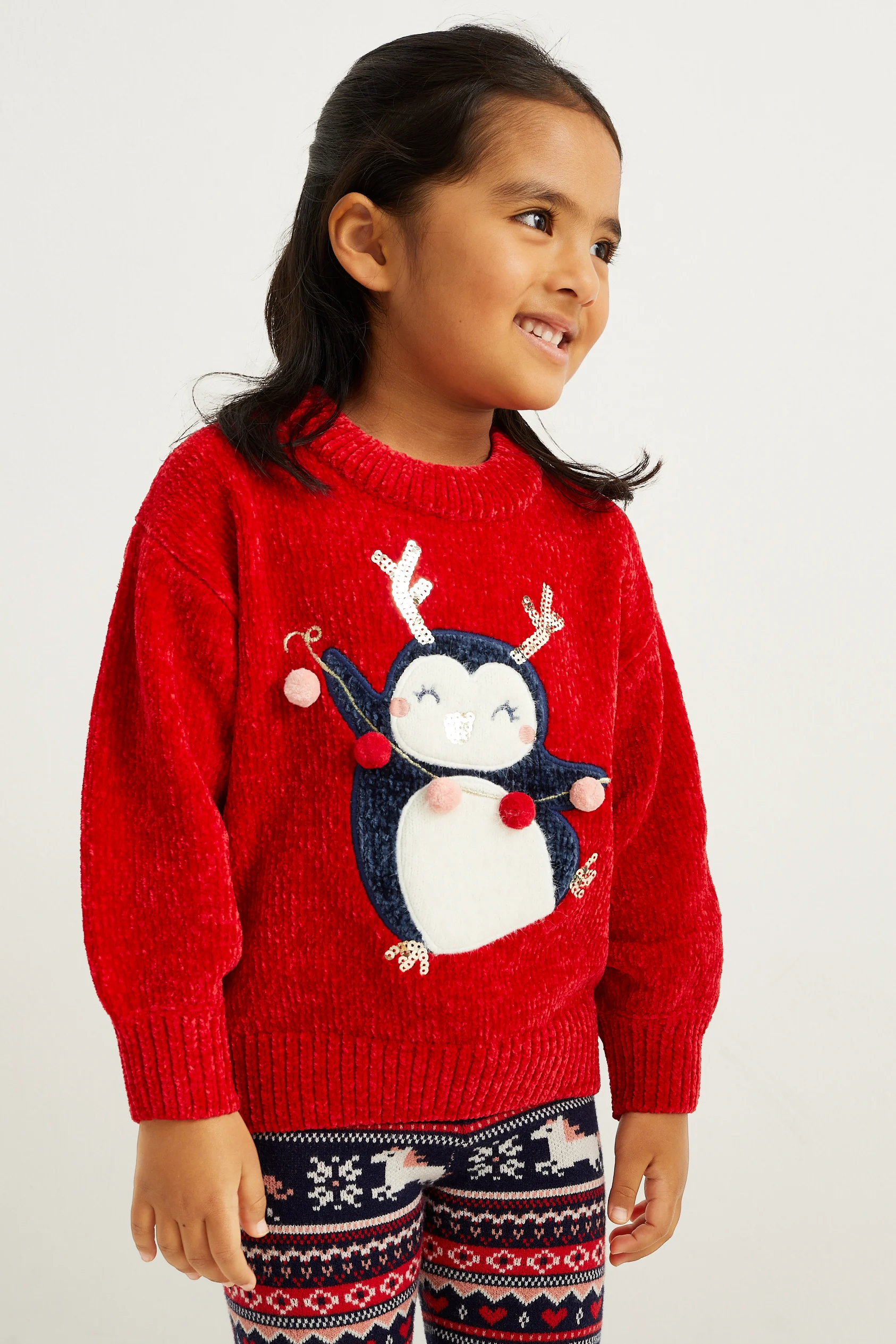 Chenille Christmas jumper - penguin