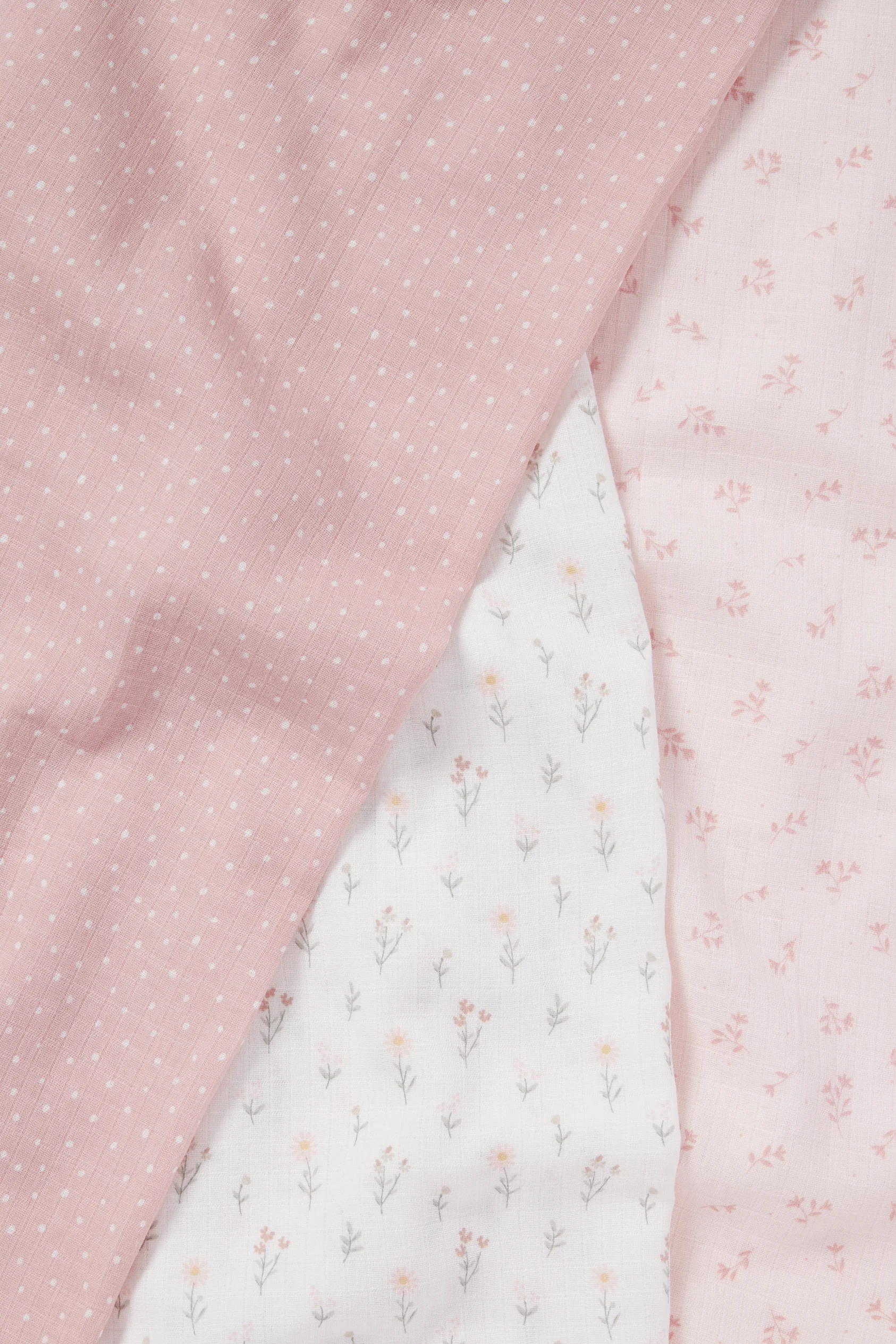 Multipack of 3 - flowers and polka dots - baby muslin square