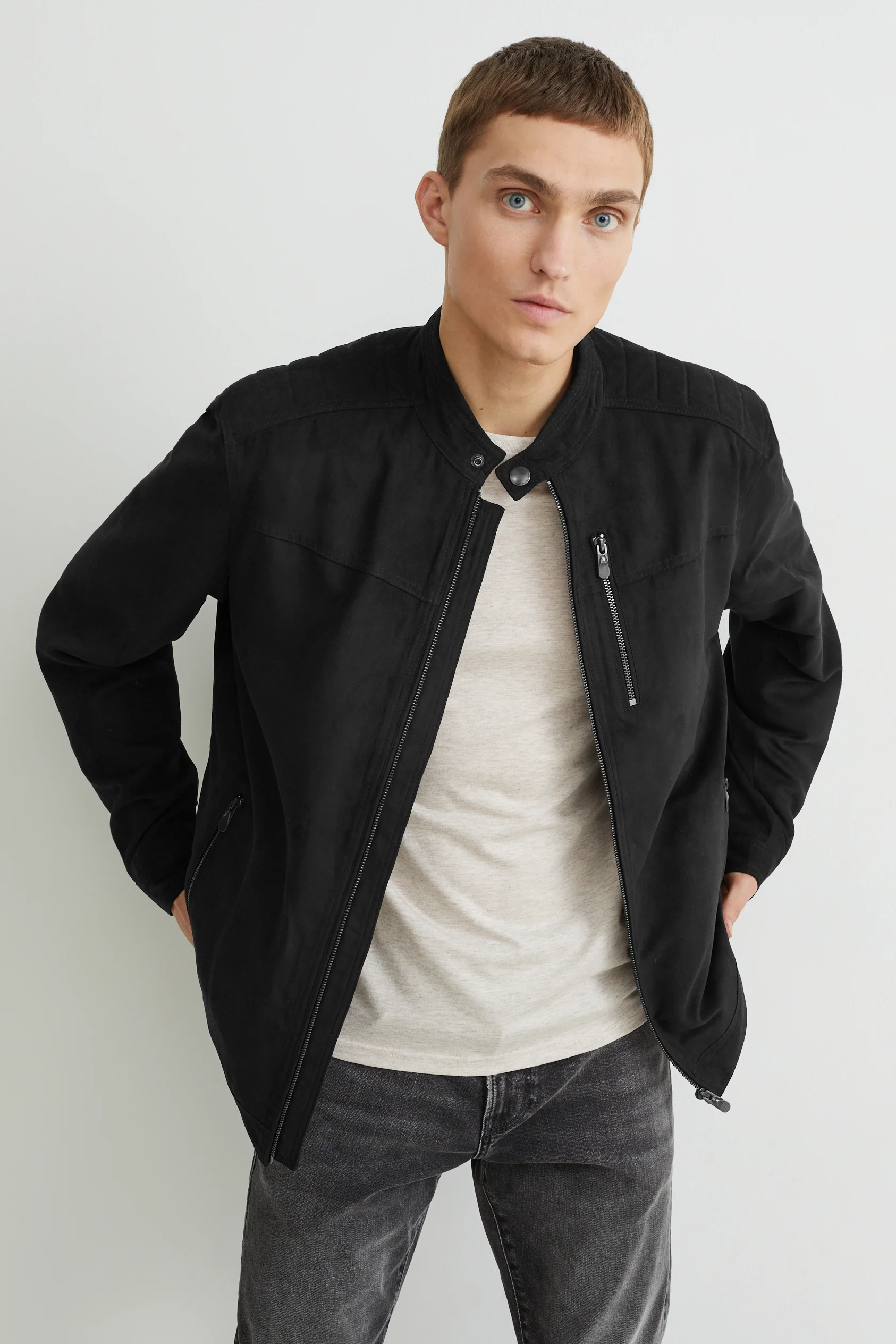 Bomber jacket - faux suede
