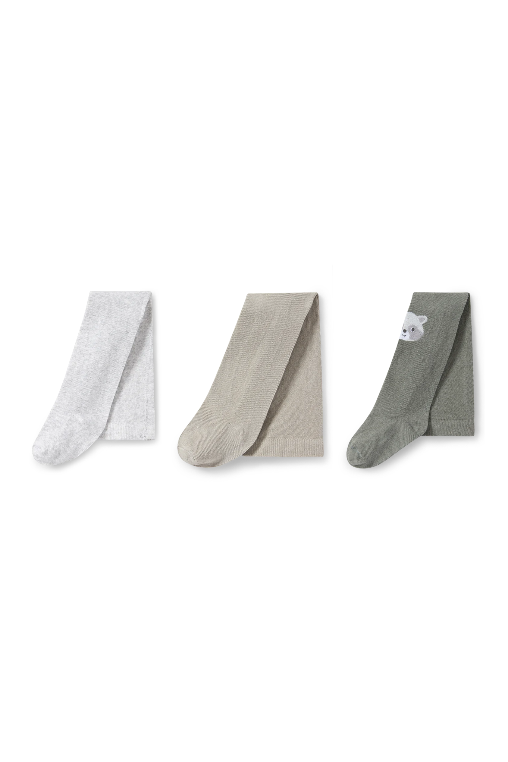 Multipack of 3 - raccoon - baby tights