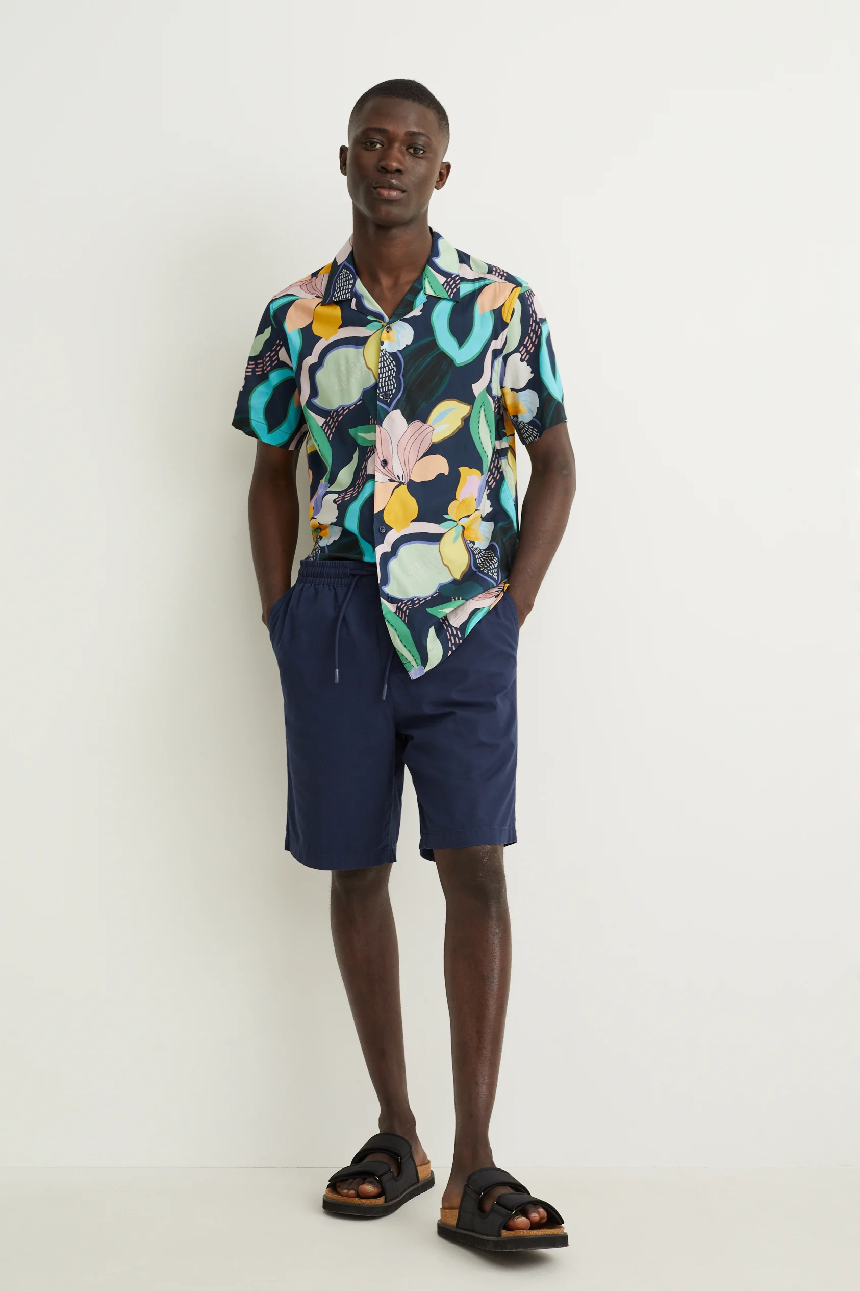 Shirt - slim fit - lapel collar - easy-iron