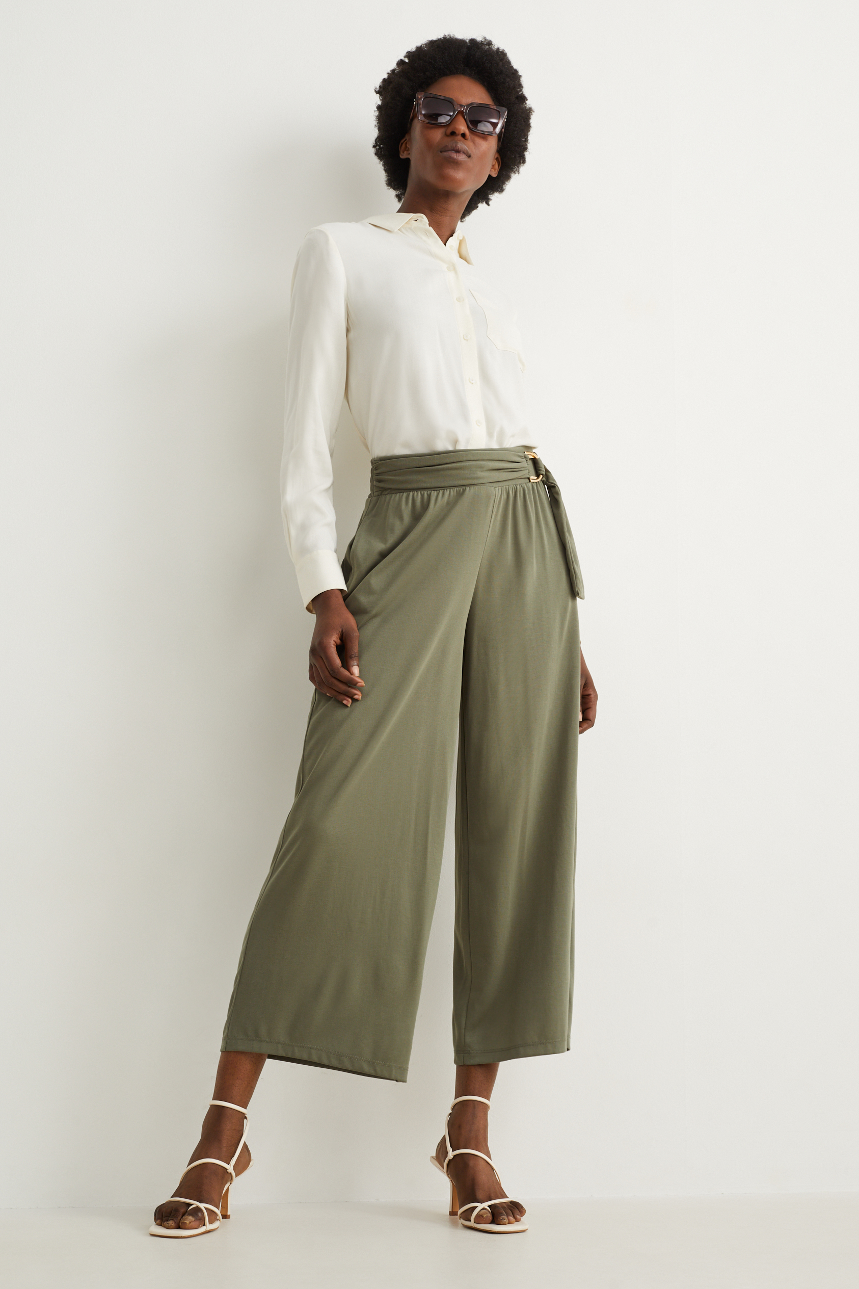 Jersey trousers - wide leg