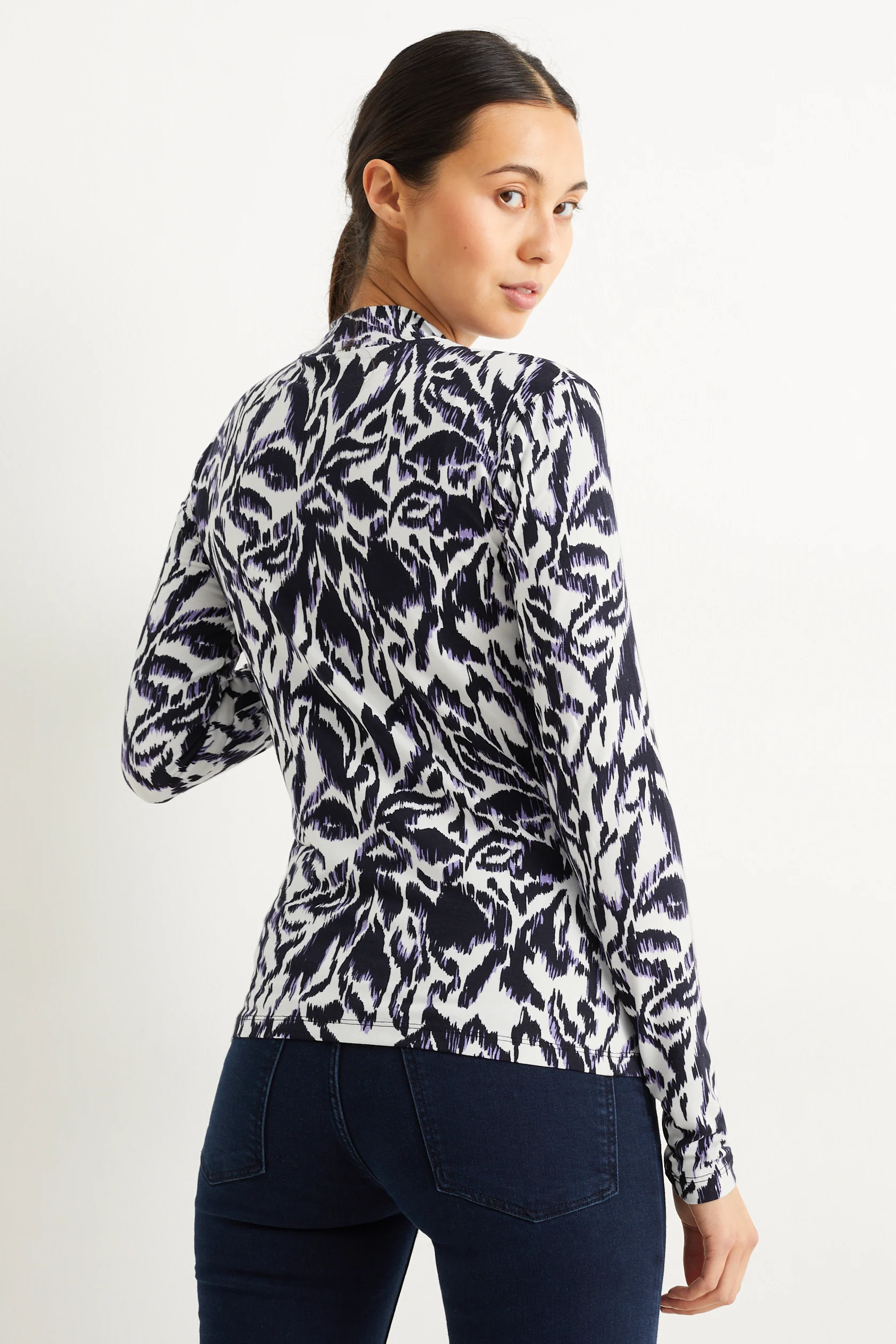 Polo neck top - patterned