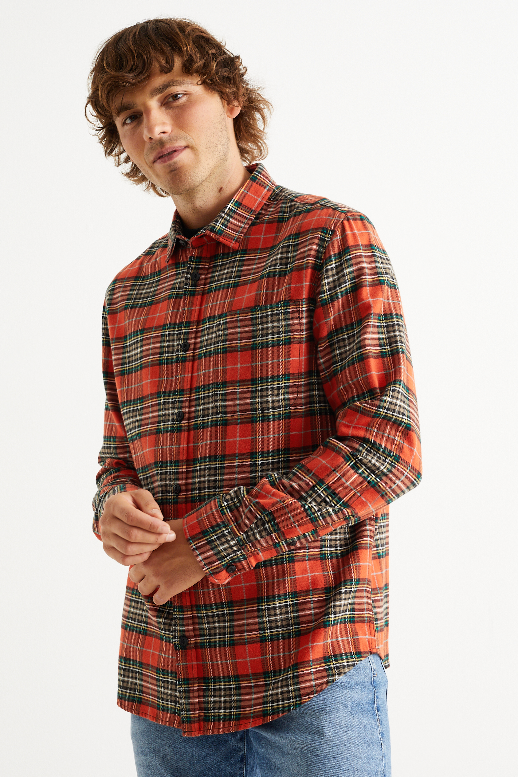 Flannel shirt - regular fit - kent collar - check