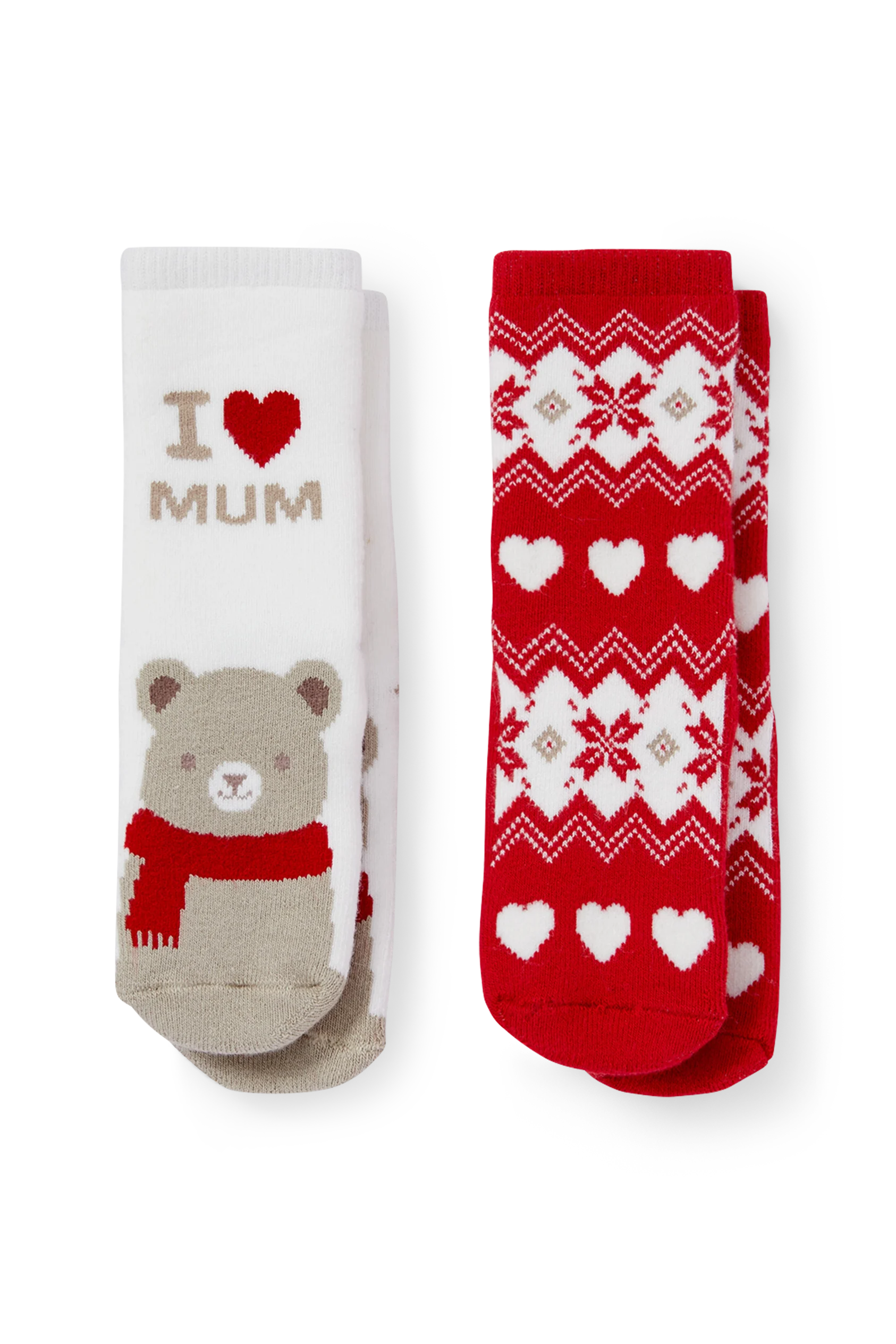 Multipack of 2 - baby Christmas non-slip socks