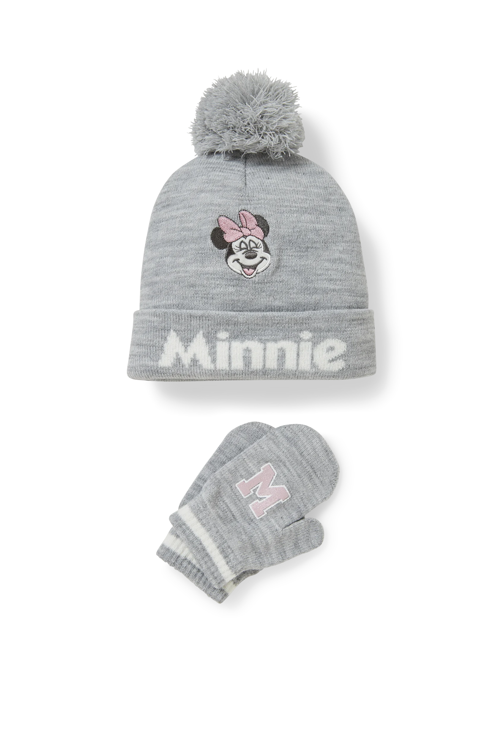 Minnie Mouse - set - baby hat and mittens - 2 piece