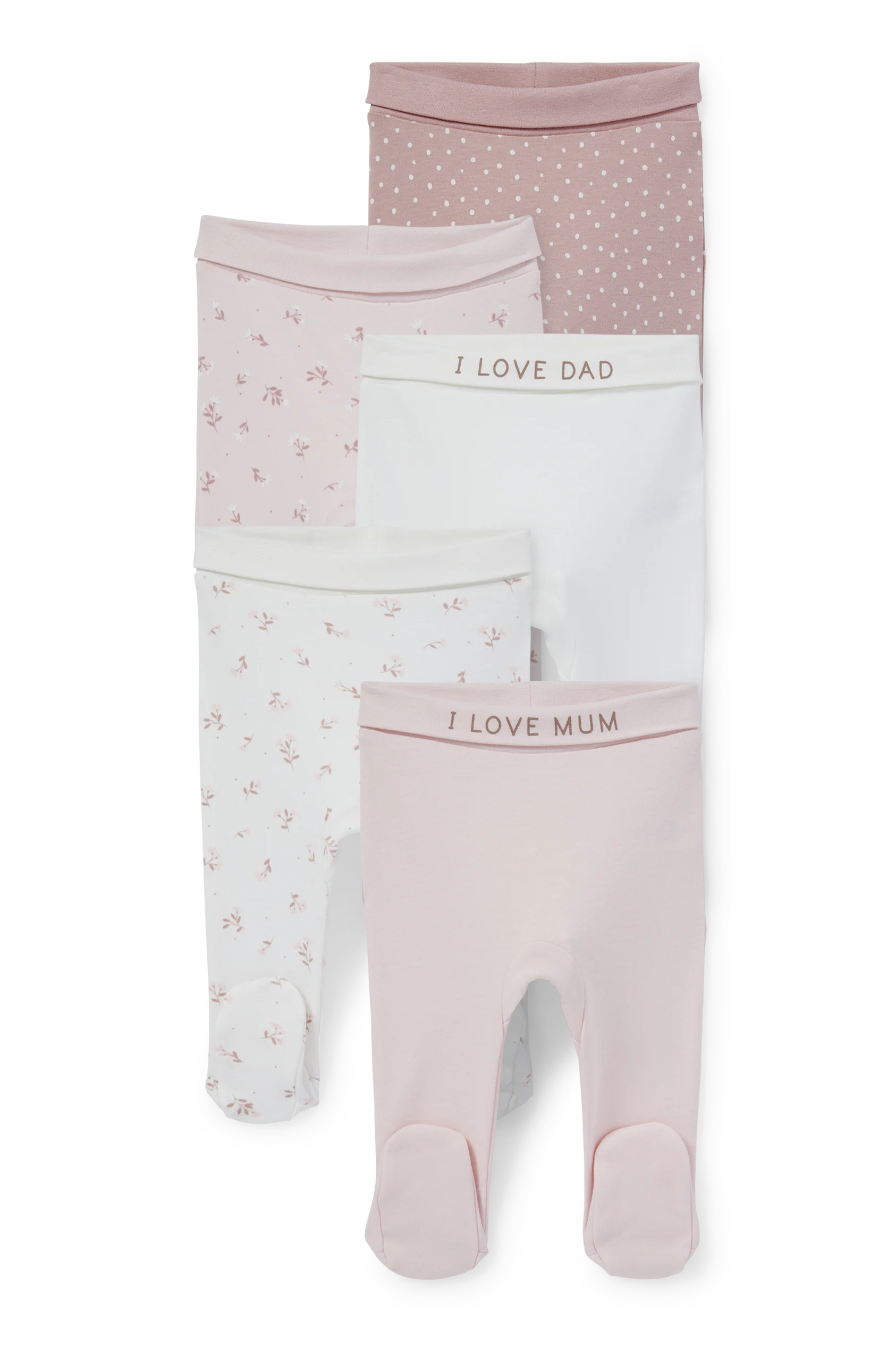 Multipack of 5 - Mum and Dad - newborn trousers
