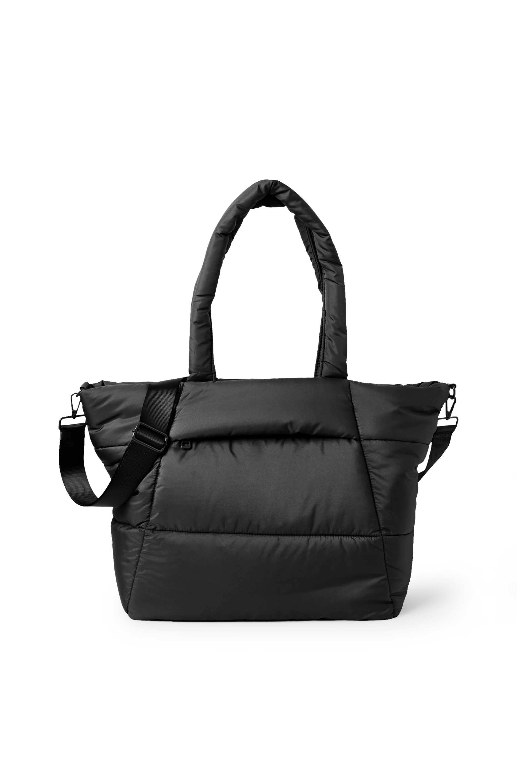 Quilted shopper with detachable bag strap