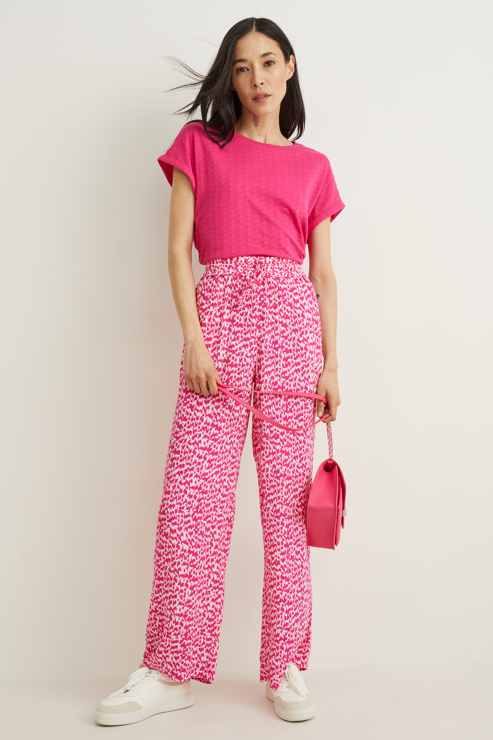 Cloth trousers - mid-rise waist - palazzo - patterned