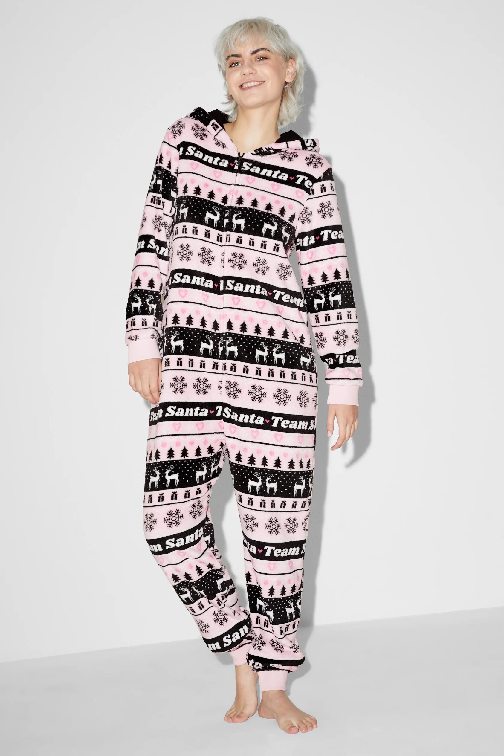 CLOCKHOUSE - Christmas fleece onesie with hood