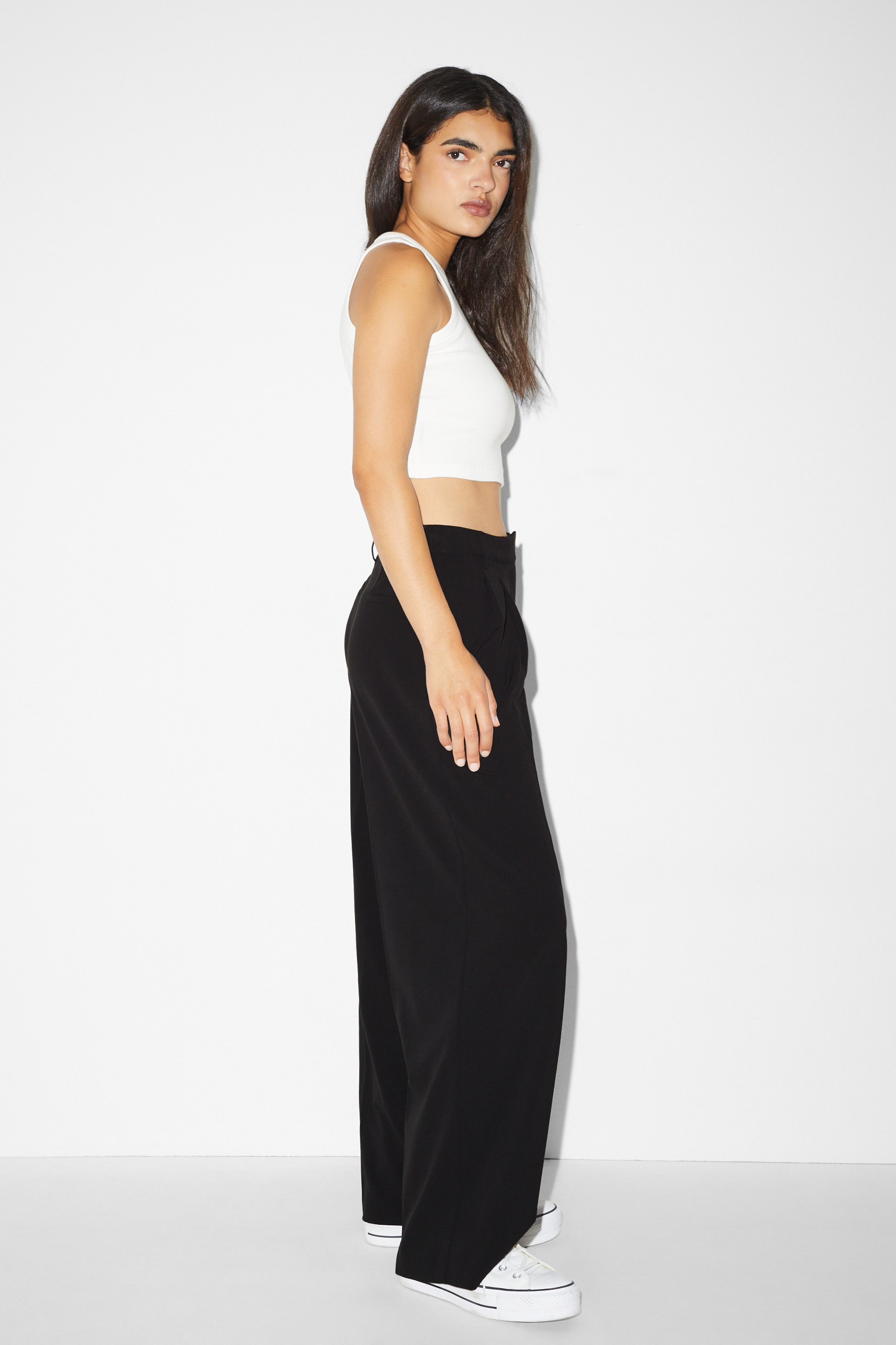 CLOCKHOUSE - cloth trousers - mid-rise waist - wide leg